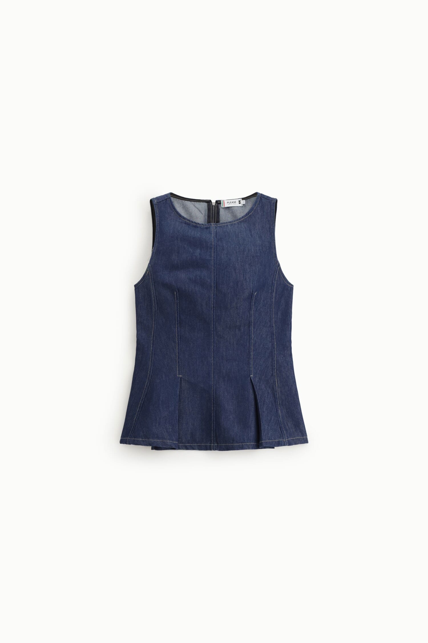 Sleeveless Top With Raised Seams And Zip Please