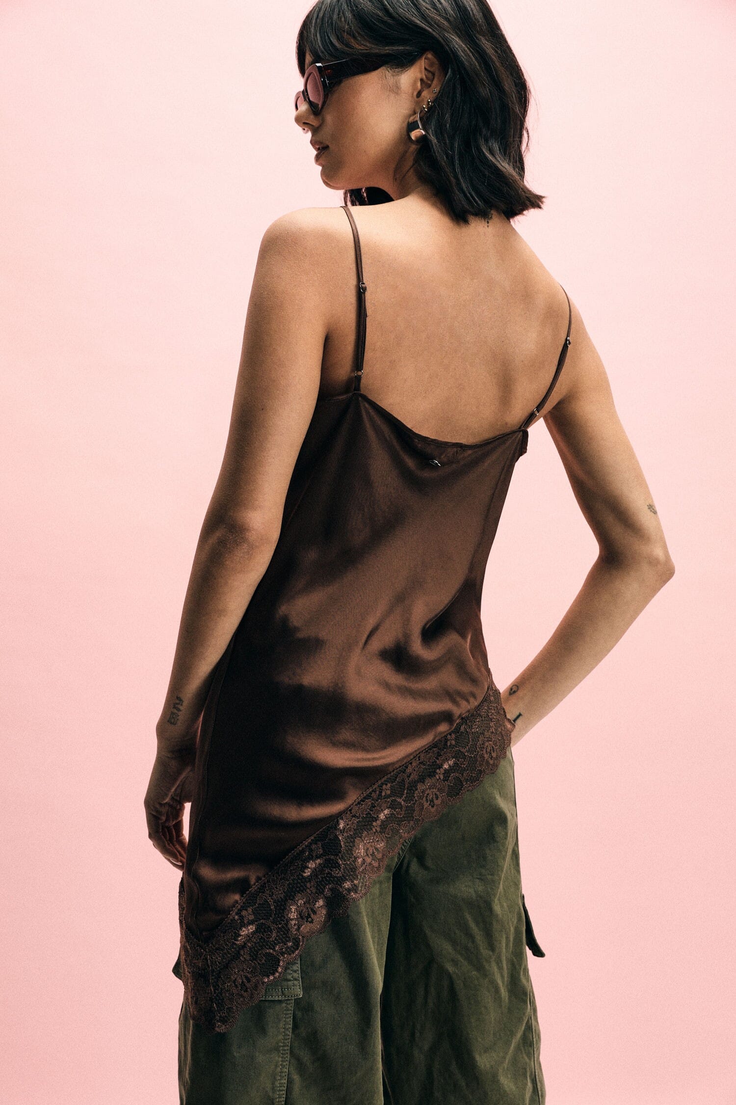 Thin V-Neck And Lace Trim Tops Please