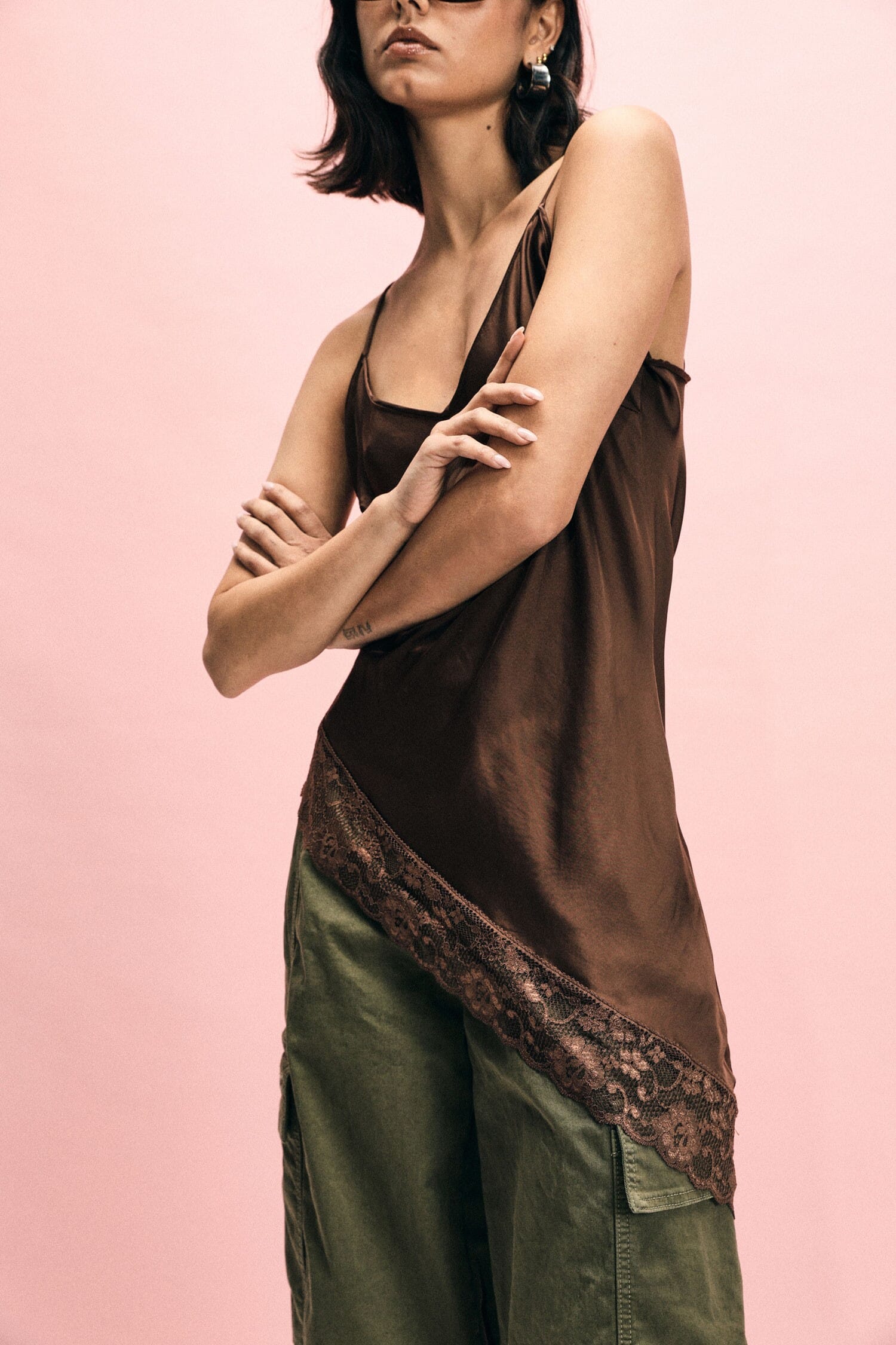 Thin V-Neck And Lace Trim Tops Please