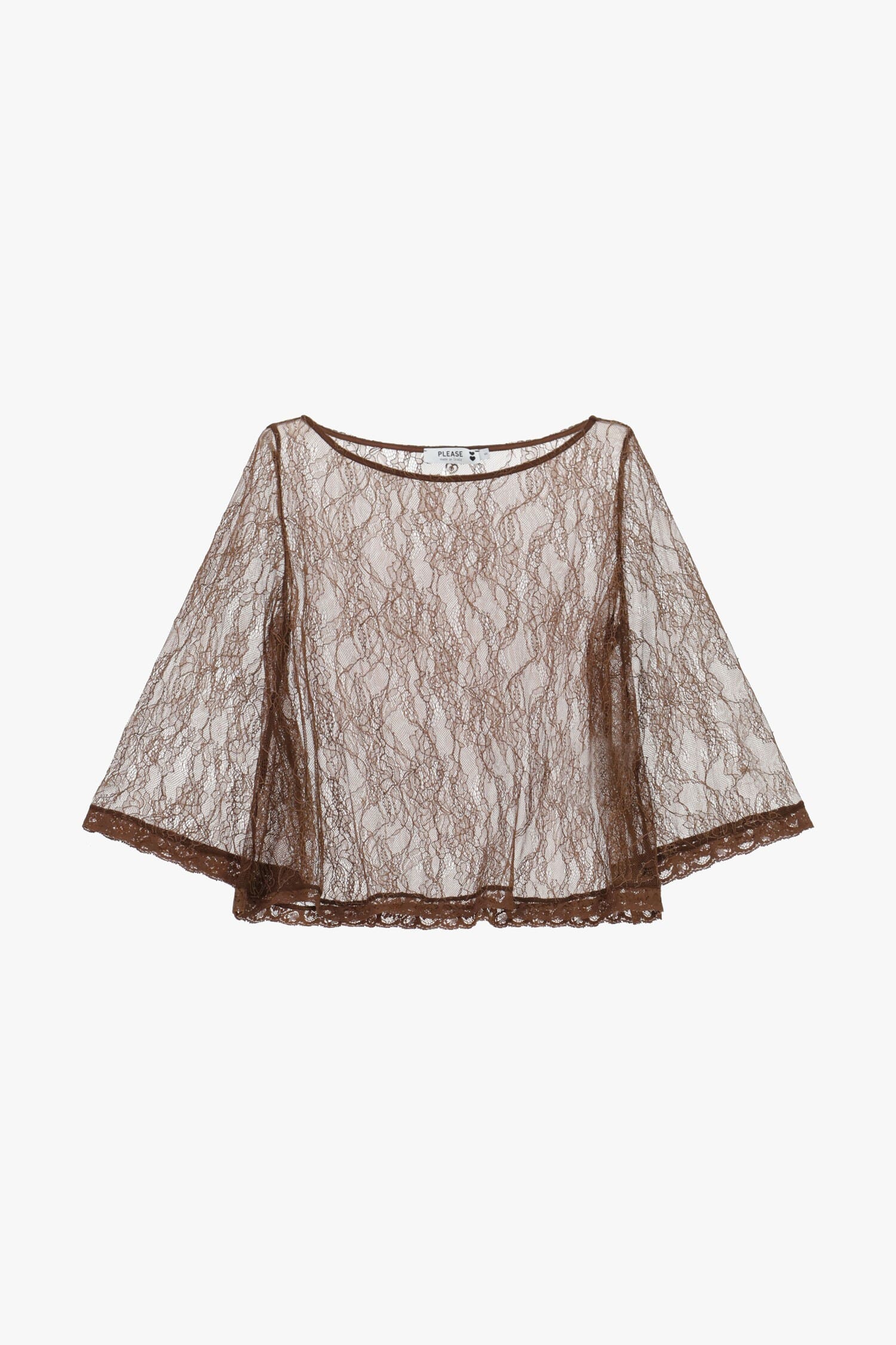 Top With Lace And Transparent 3/4 Sleeves Please