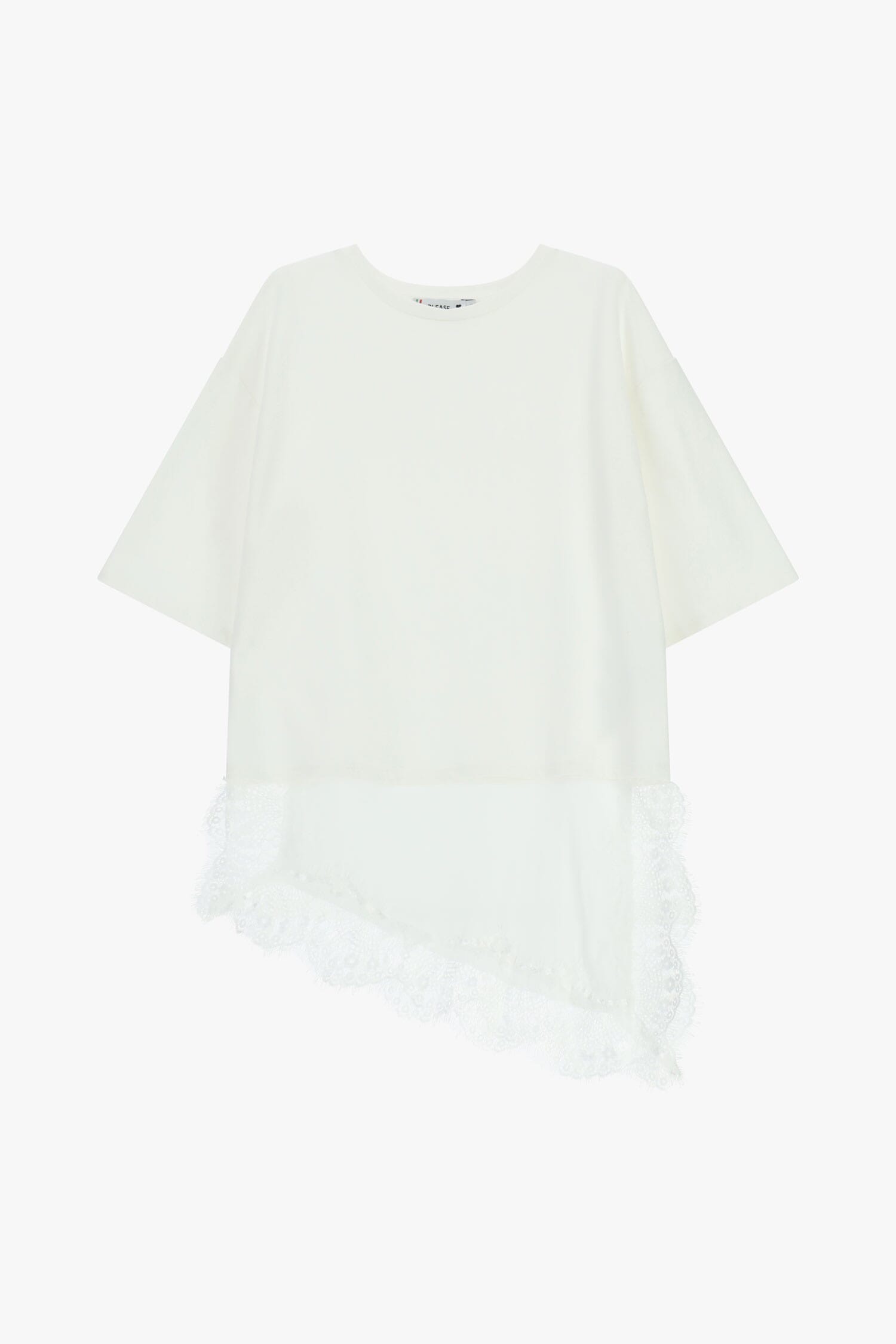 Asymmetrical Top With Contrast Lace Trim Please