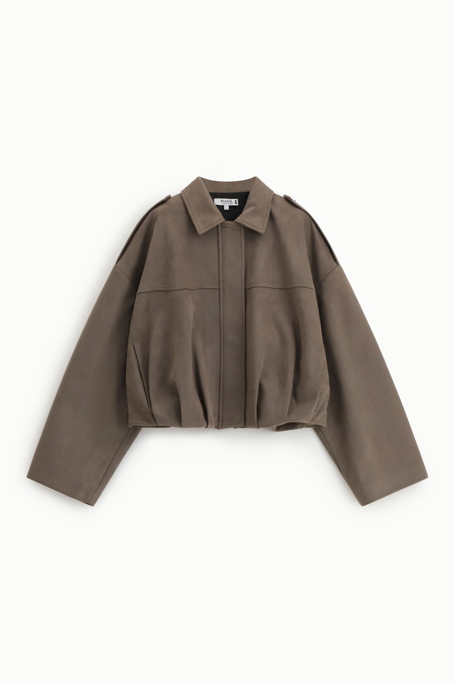 Short Bomber Jacket With Zip And Structured Shoulders Please