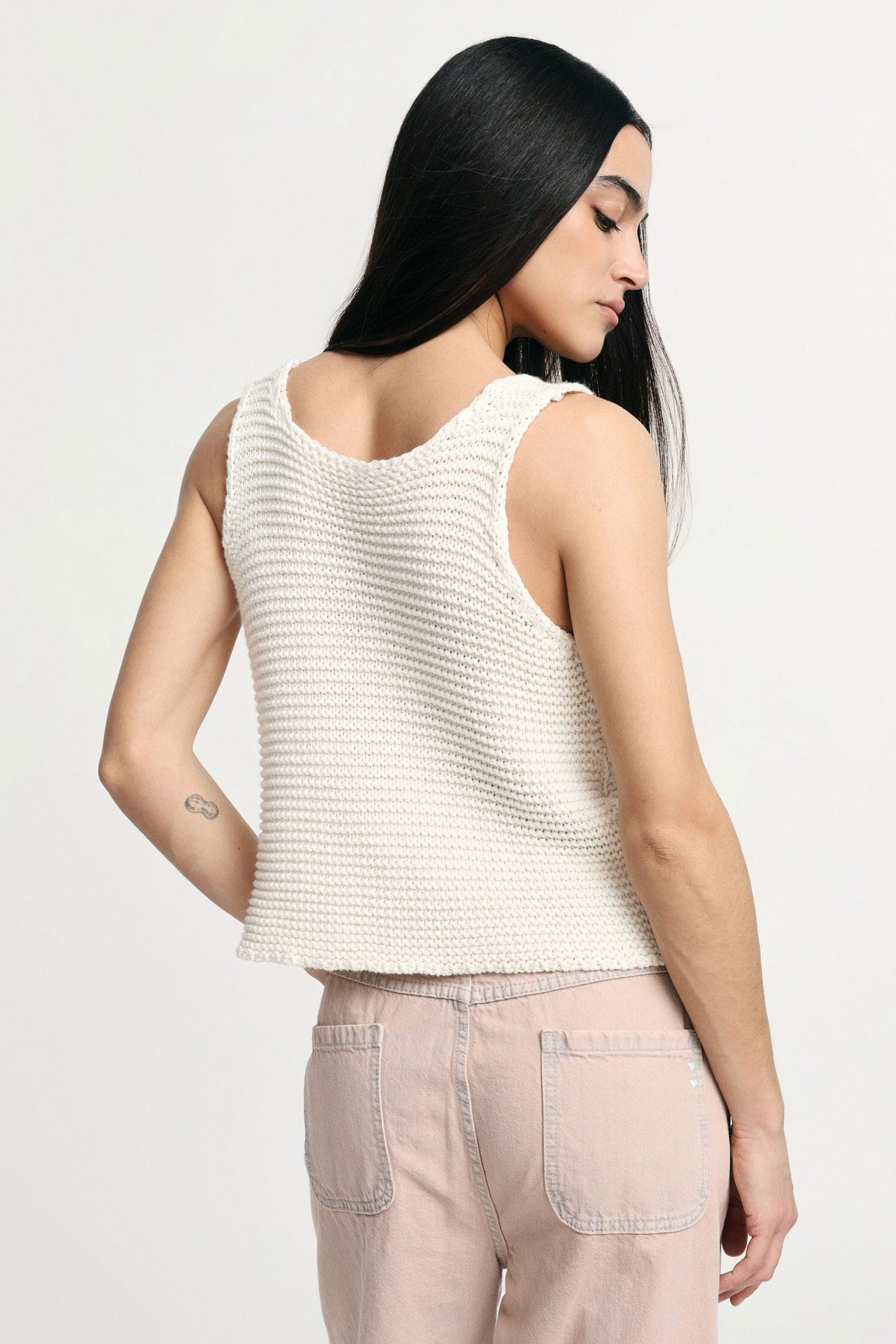 V-Neck Knitted Top With Perforated Details Please