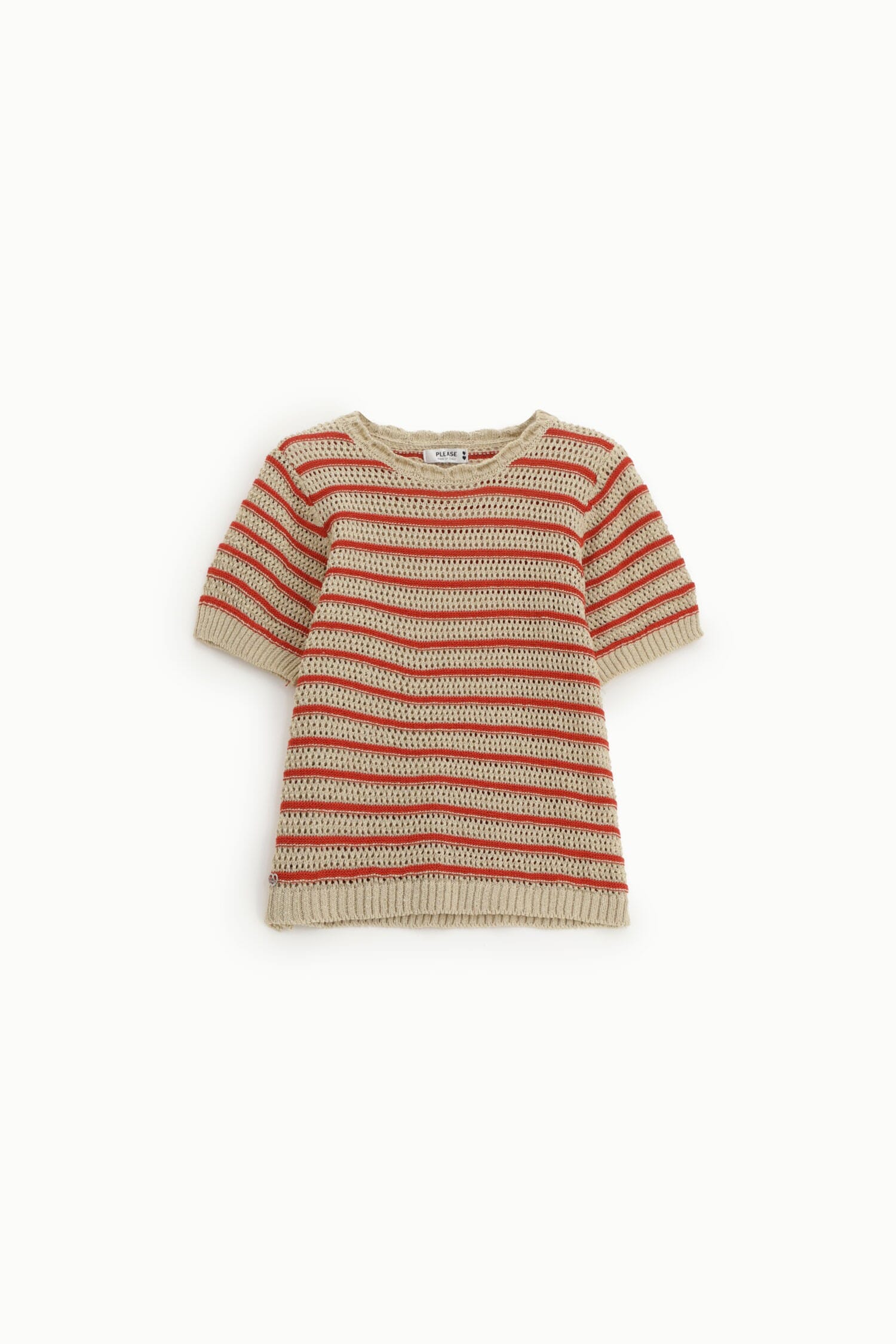 Perforated Striped T-Shirt With Short Sleeves Please