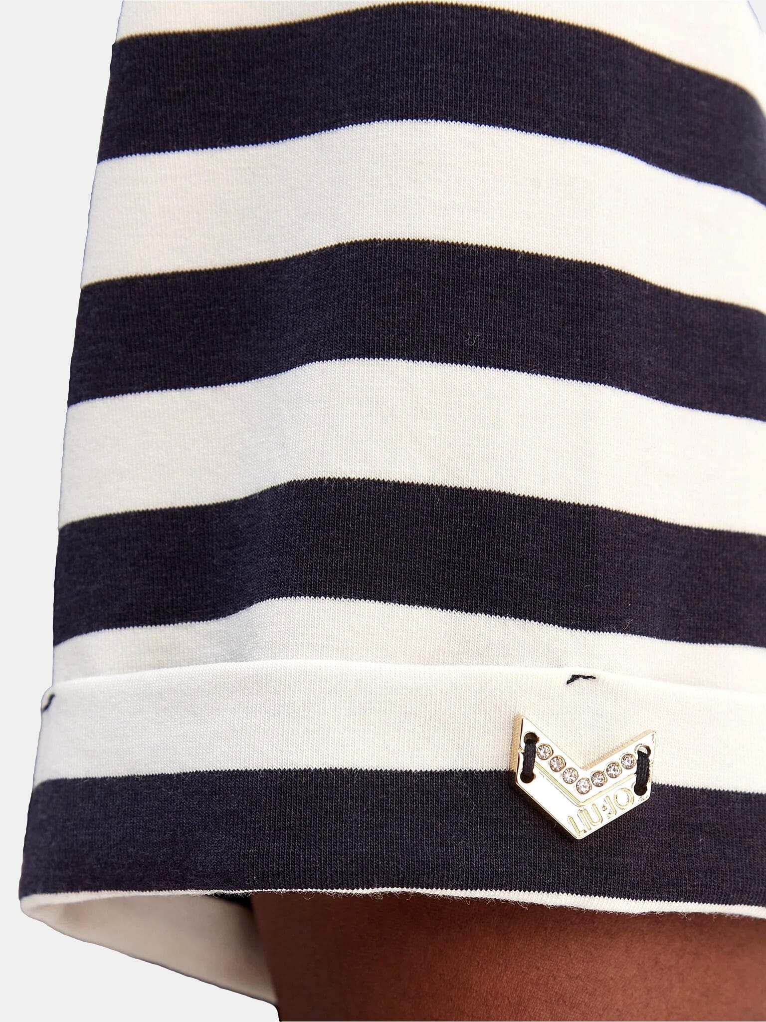 Liu Jo Jersey With Stripes And Rhinestones