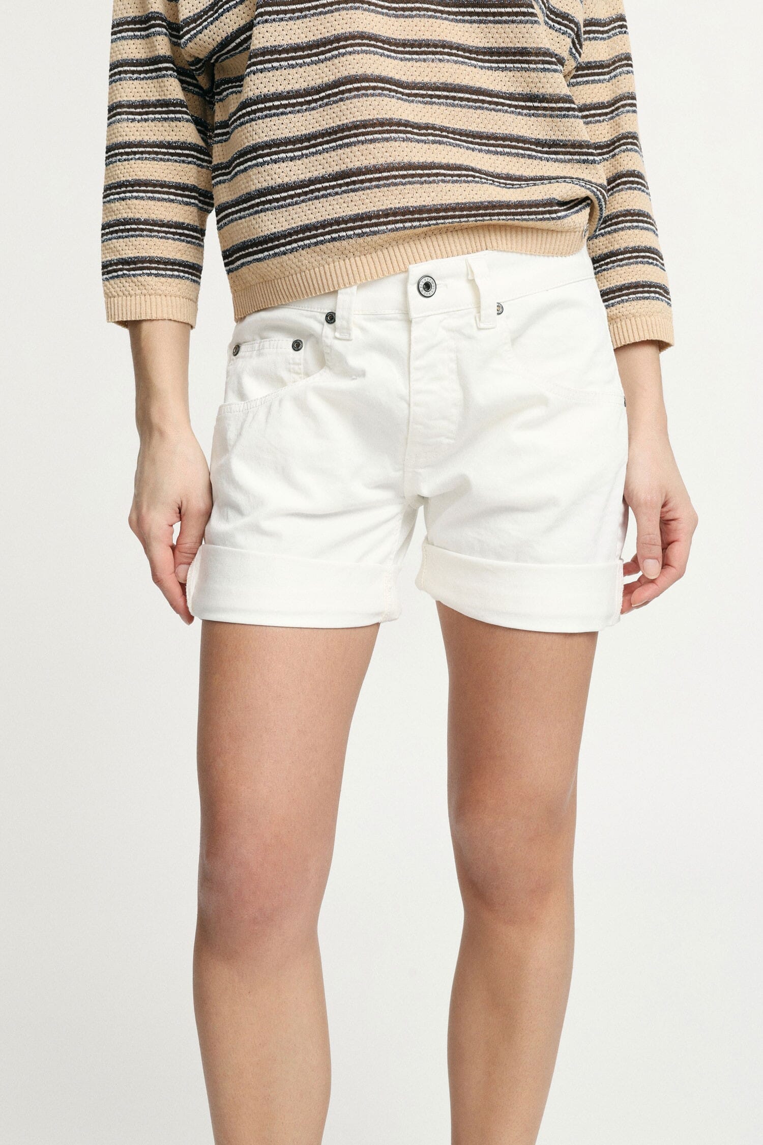 Short Monocolour Con Cinque Tasche E Orli Risvoltati Please