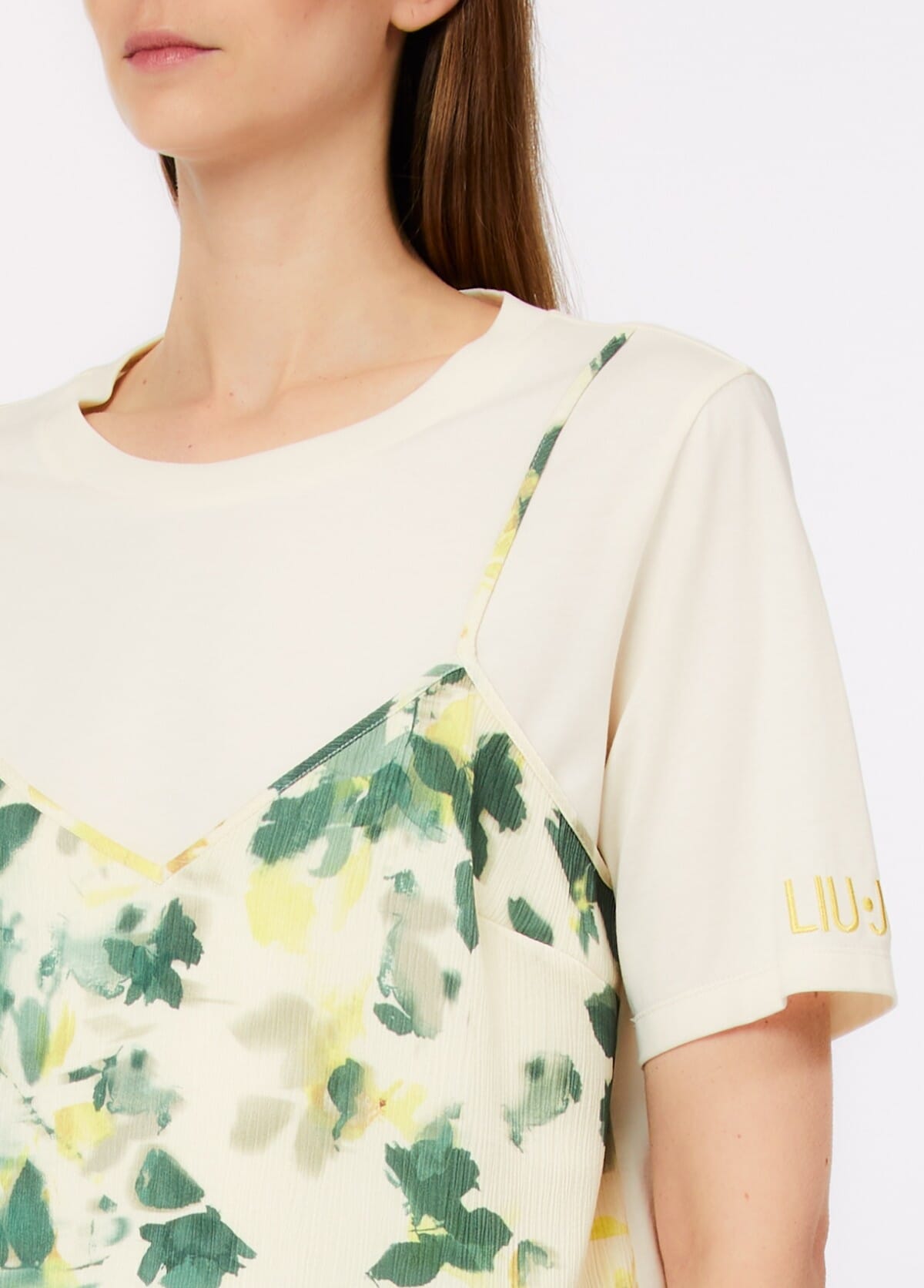 Liu Jo T-Shirt With Floral Patterned Top