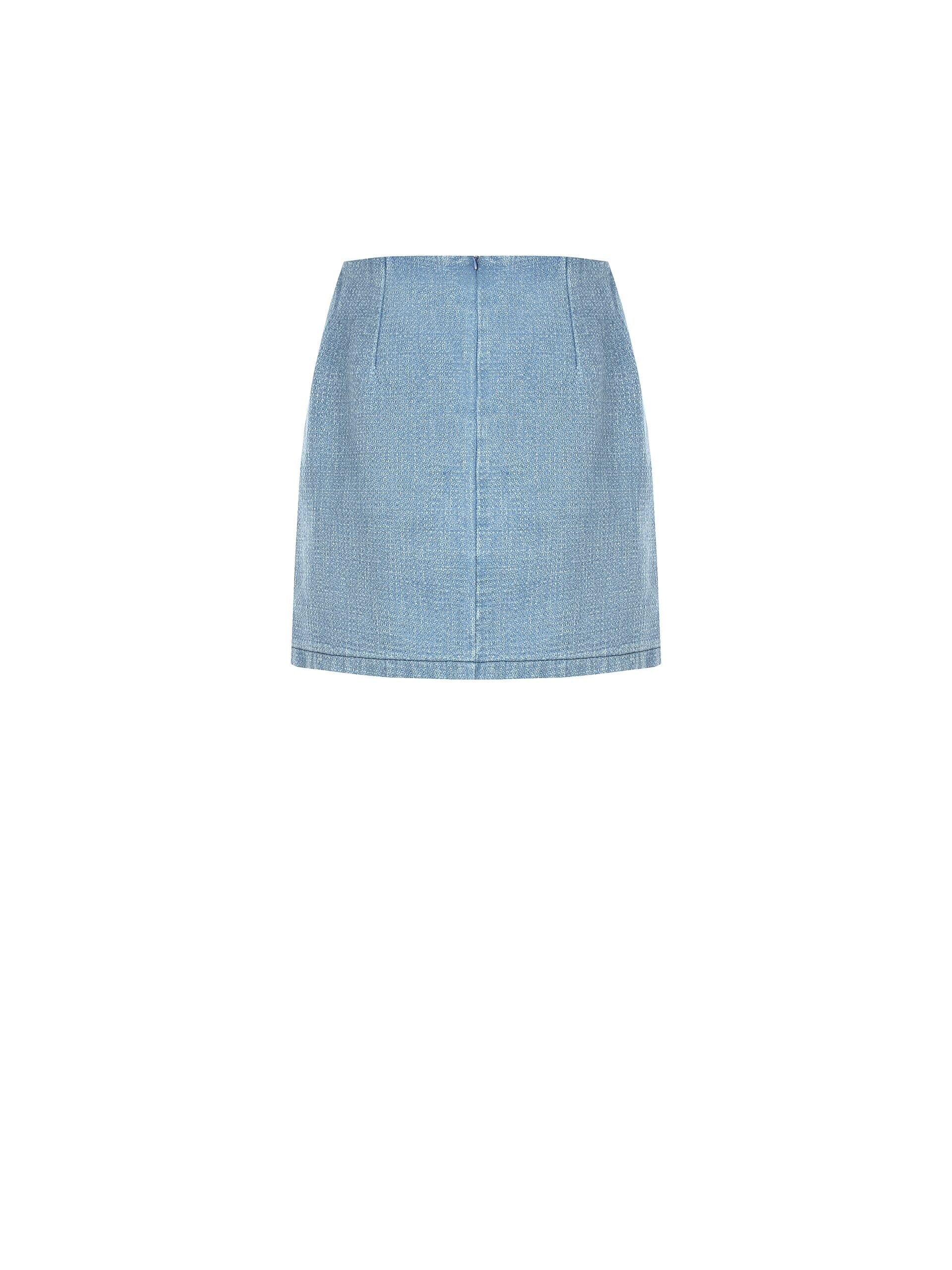 Denim A-line Miniskirt With Lurex Thread Glitter Effect Rinascimento
