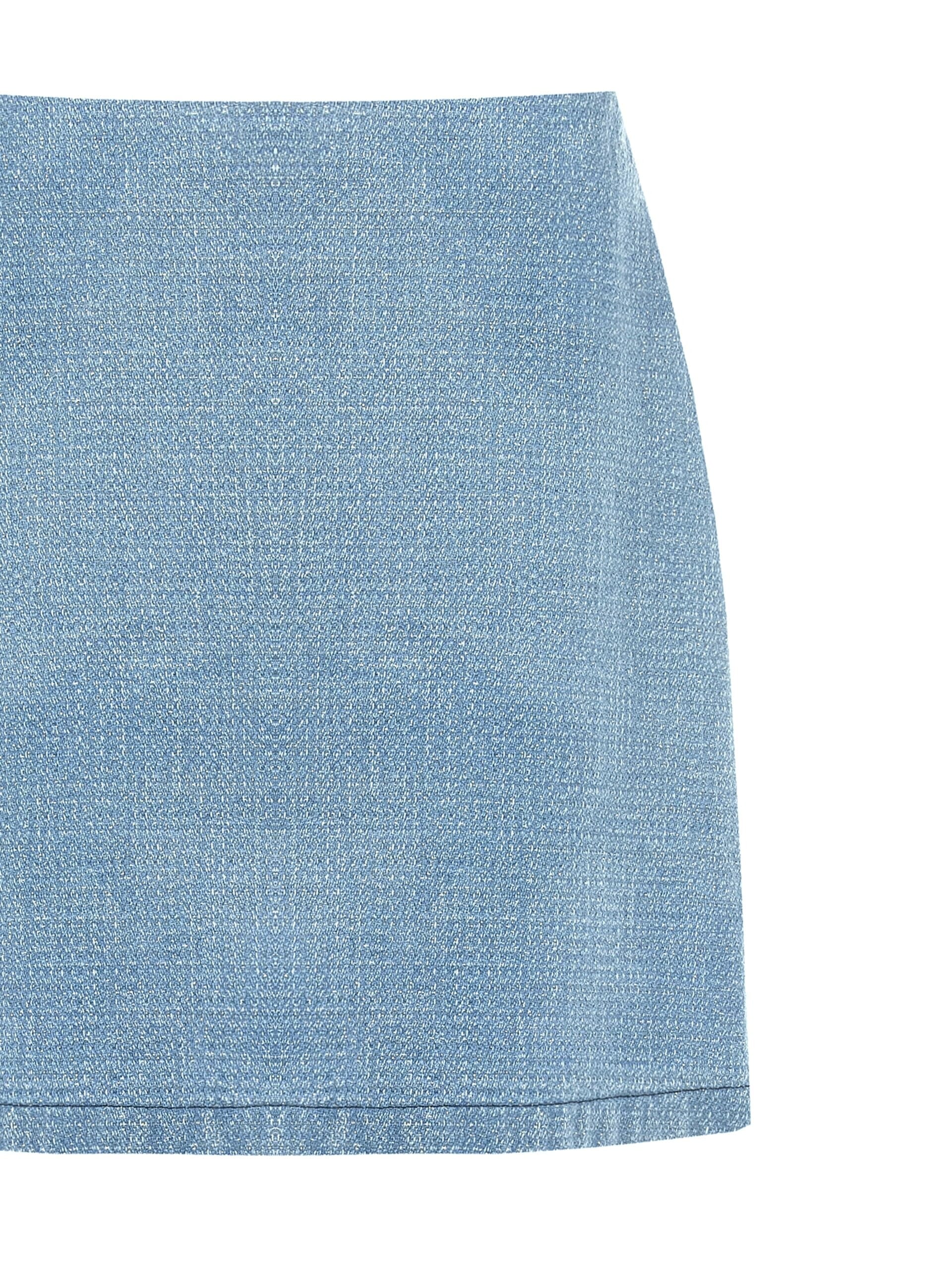 Denim A-line Miniskirt With Lurex Thread Glitter Effect Rinascimento