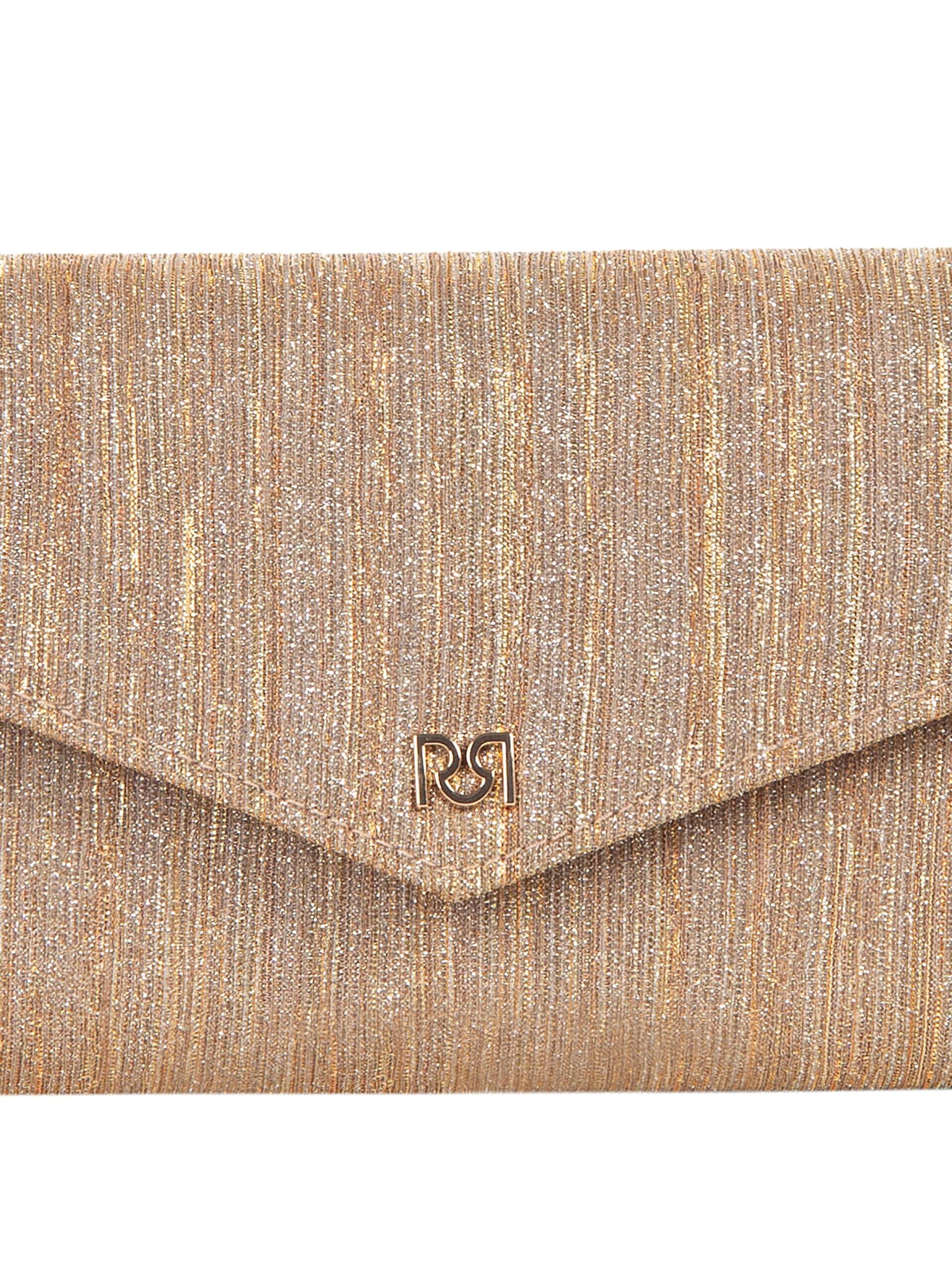 Rigid Laminated Clutch Bag Glitter Effect With Internal Chain Strap Rinascimento