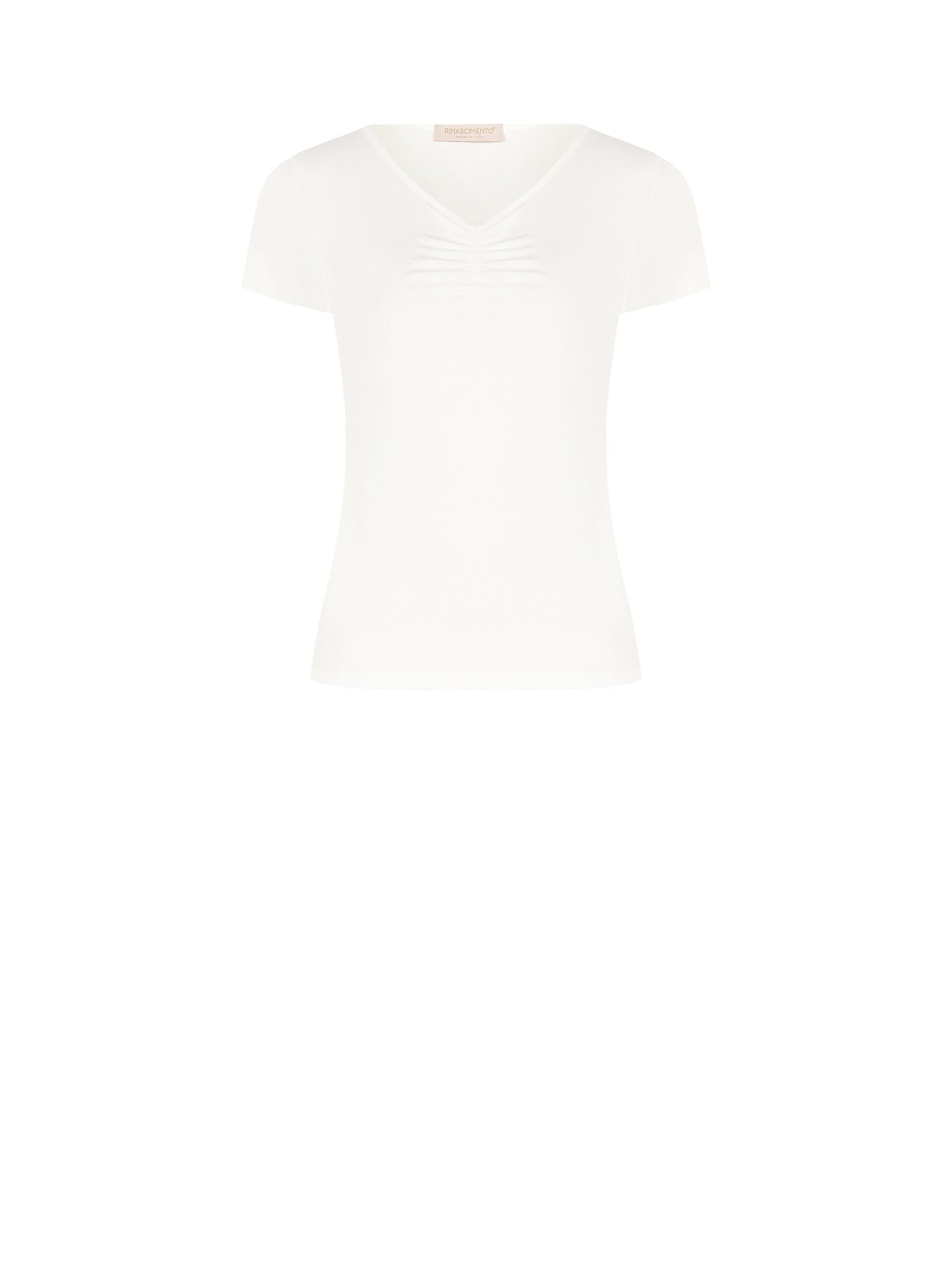 Slim Fit Viscose Blend T-Shirt with V-neck Rinascimento