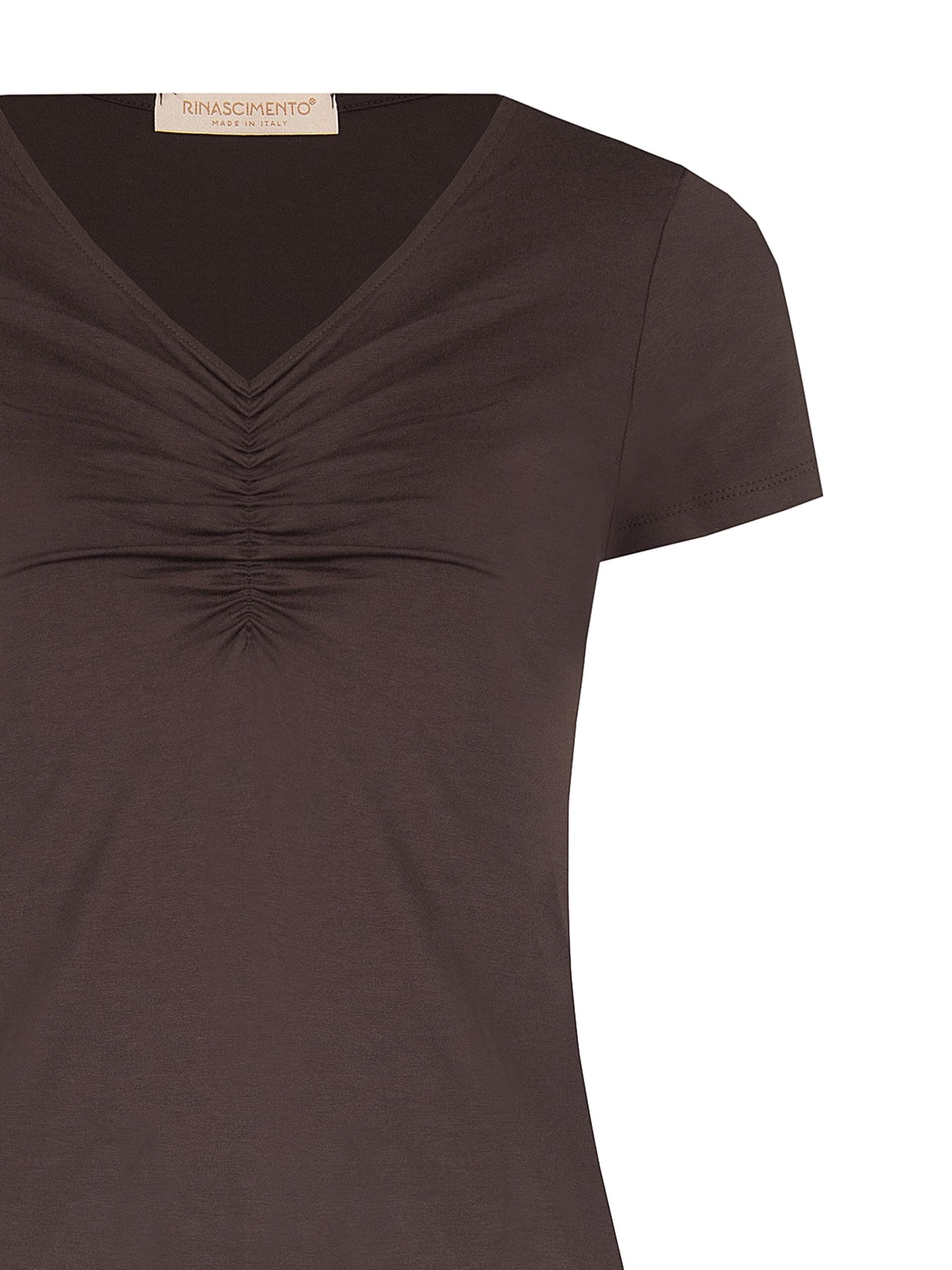 Slim Fit Viscose Blend T-Shirt with V-neck Rinascimento