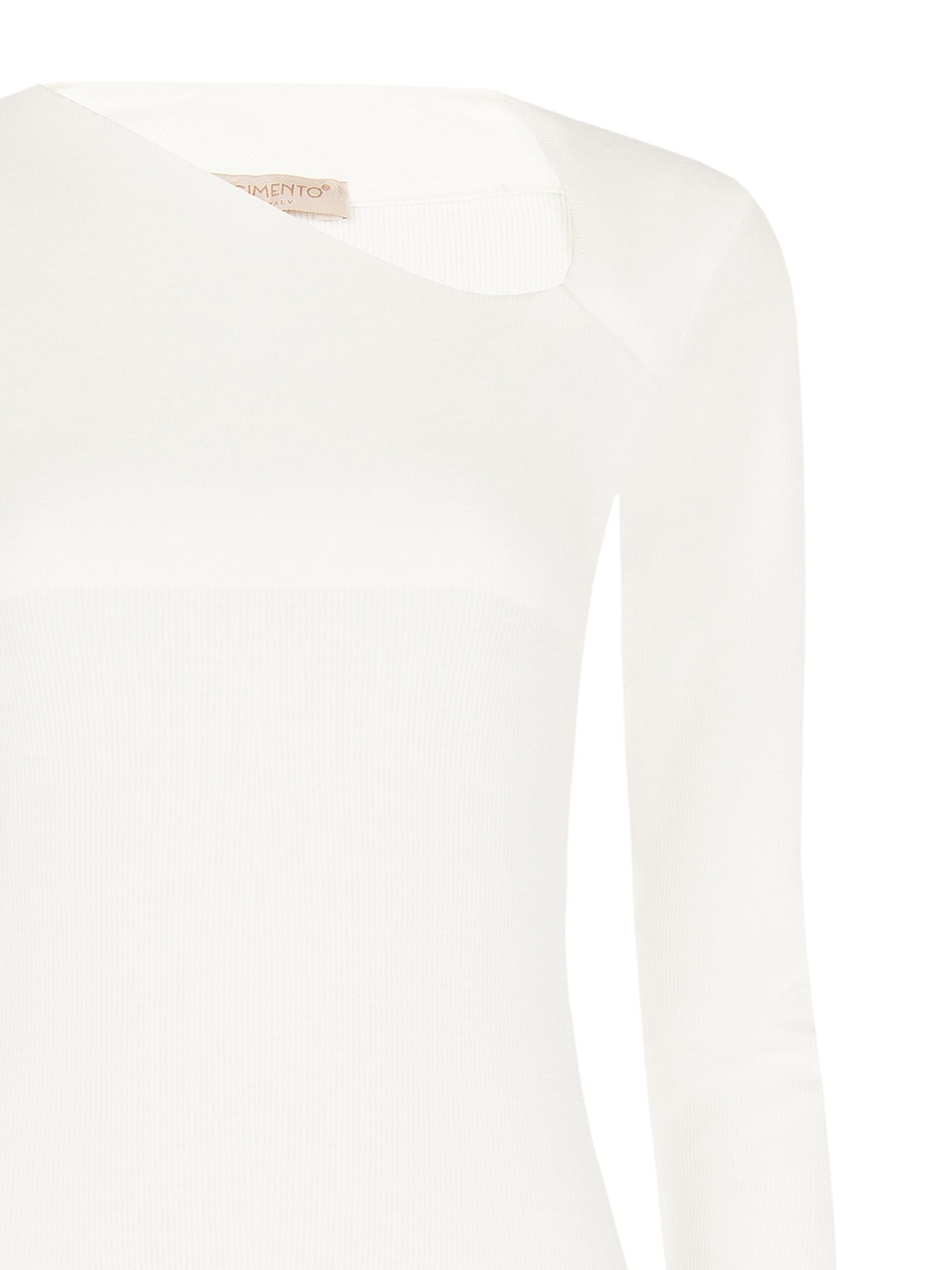 Slim Fit Cotton Blend Top With Asymmetrical Neckline Rinascimento