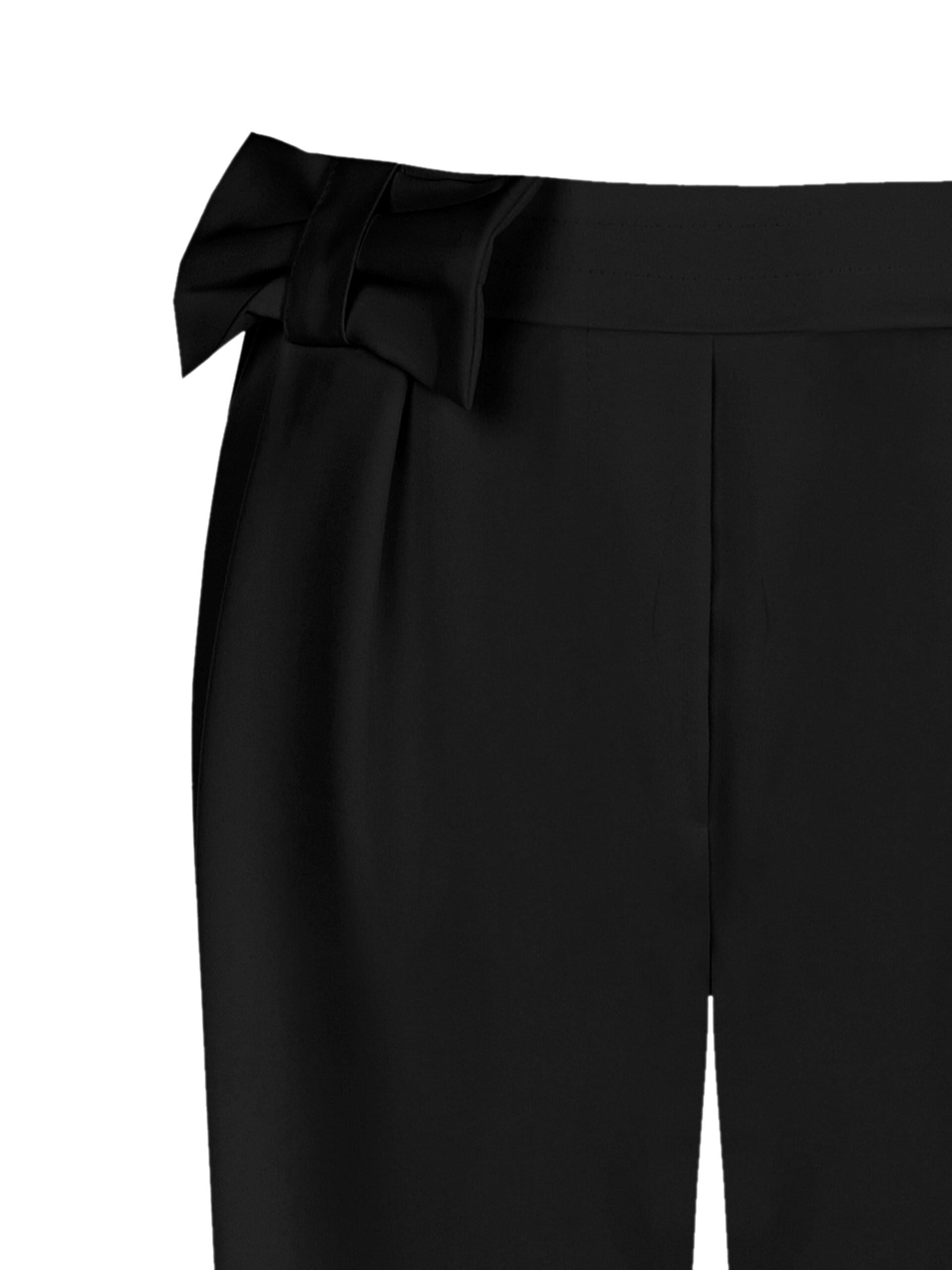 Pantaloni A Sigaretta In Misto Viscosa Con Fiocco In Vita Ed Elastico Dietro Rinascimento
