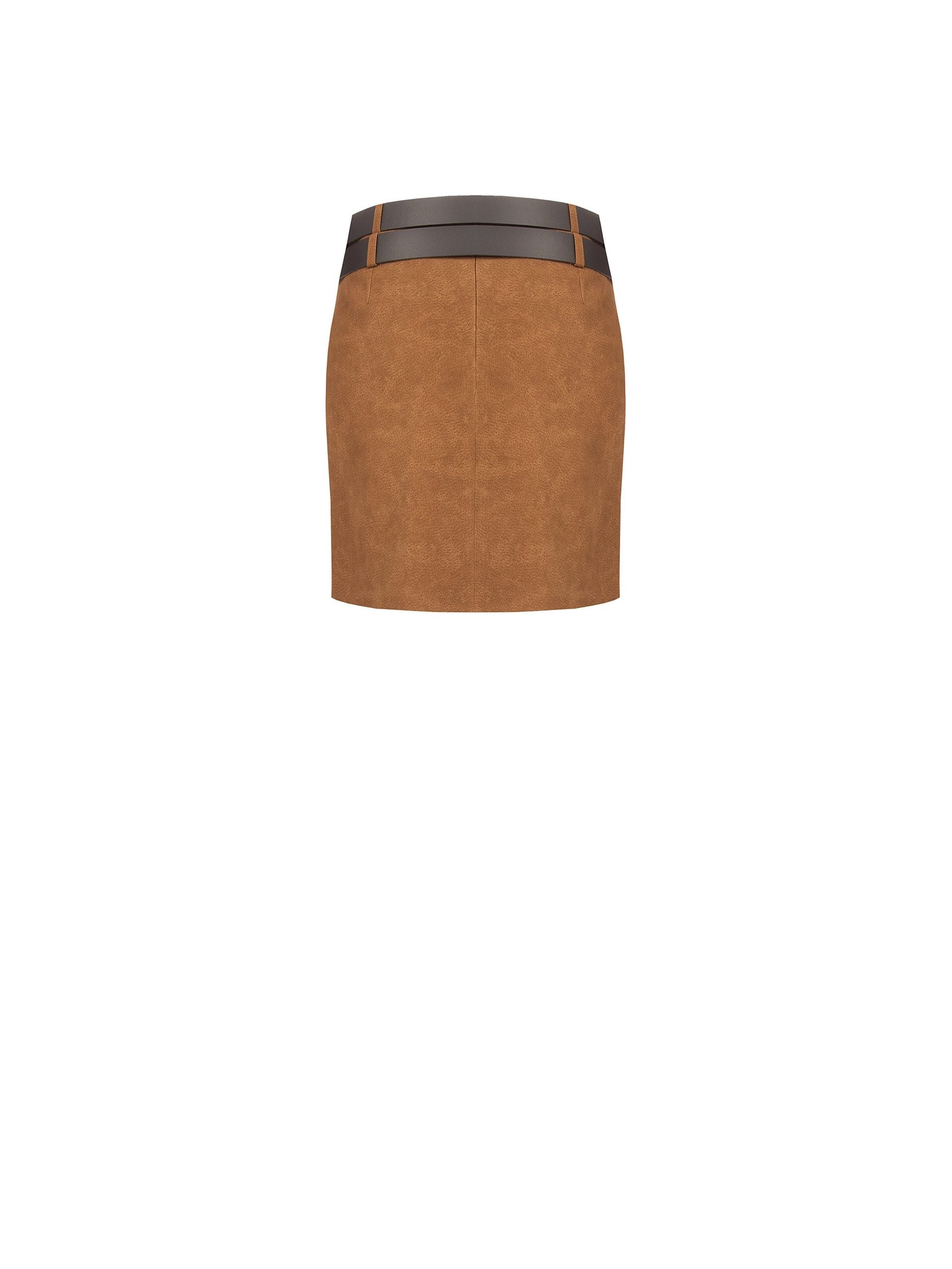 Shaded Suede Faux Suede Miniskirt With Double Leather Simil Leather Belt Matching Rinascimento