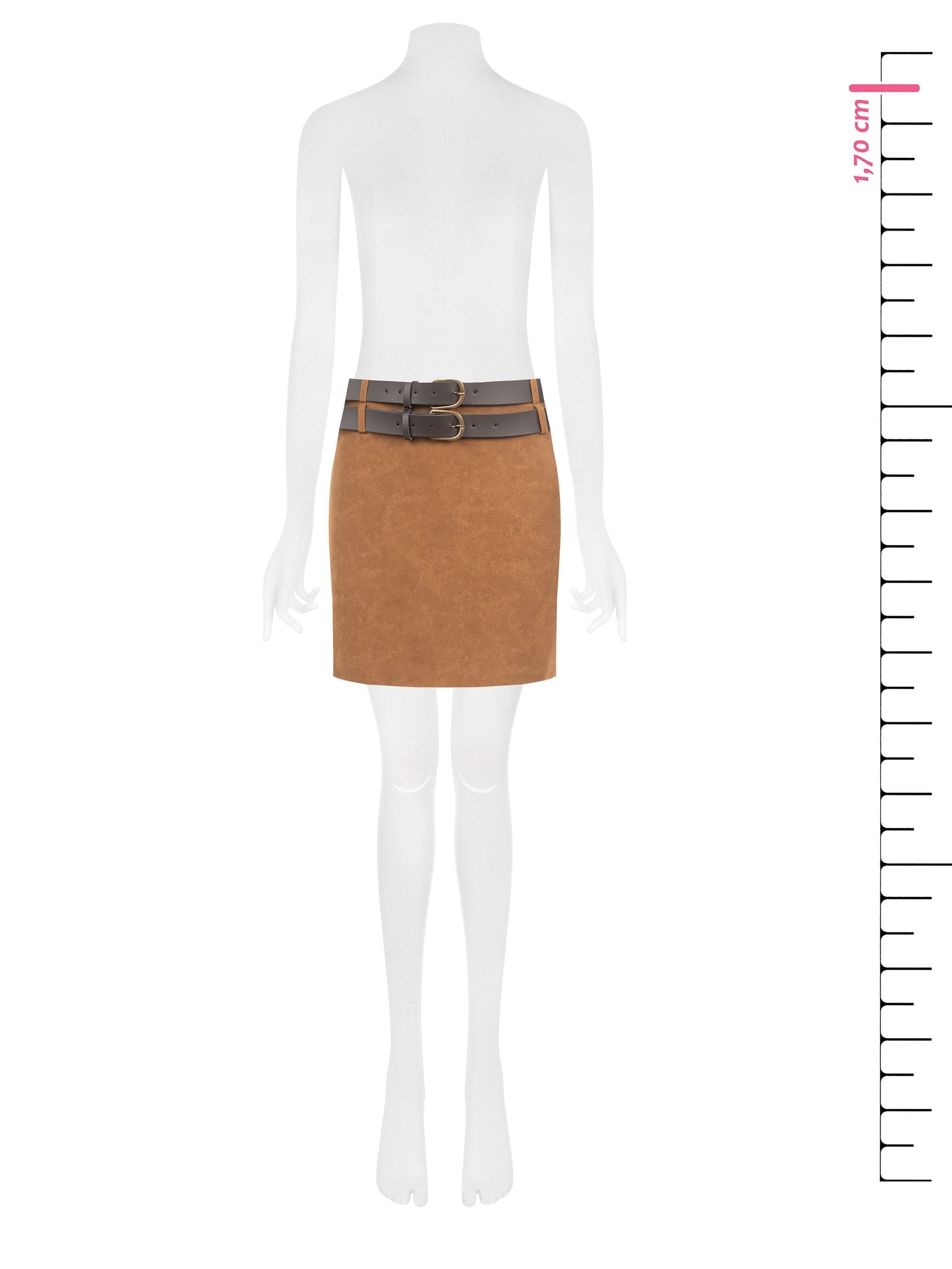 Shaded Suede Faux Suede Miniskirt With Double Leather Simil Leather Belt Matching Rinascimento