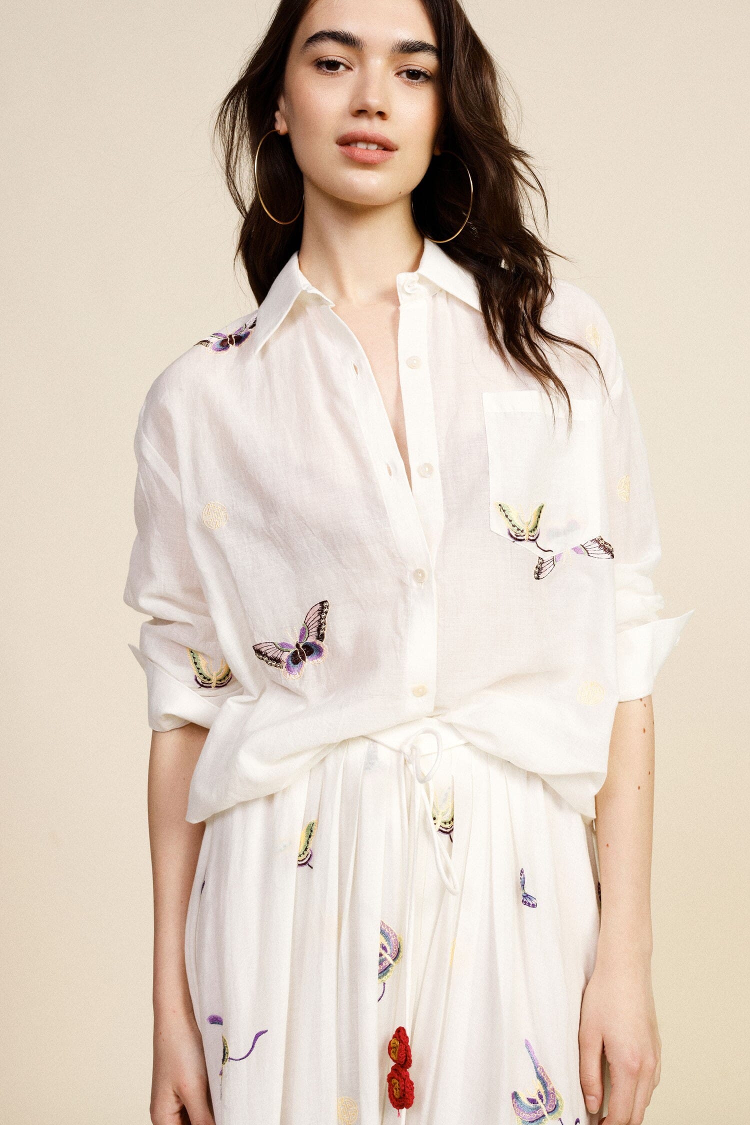 Large Shirt With Butterfly Print And Dixie Pocket