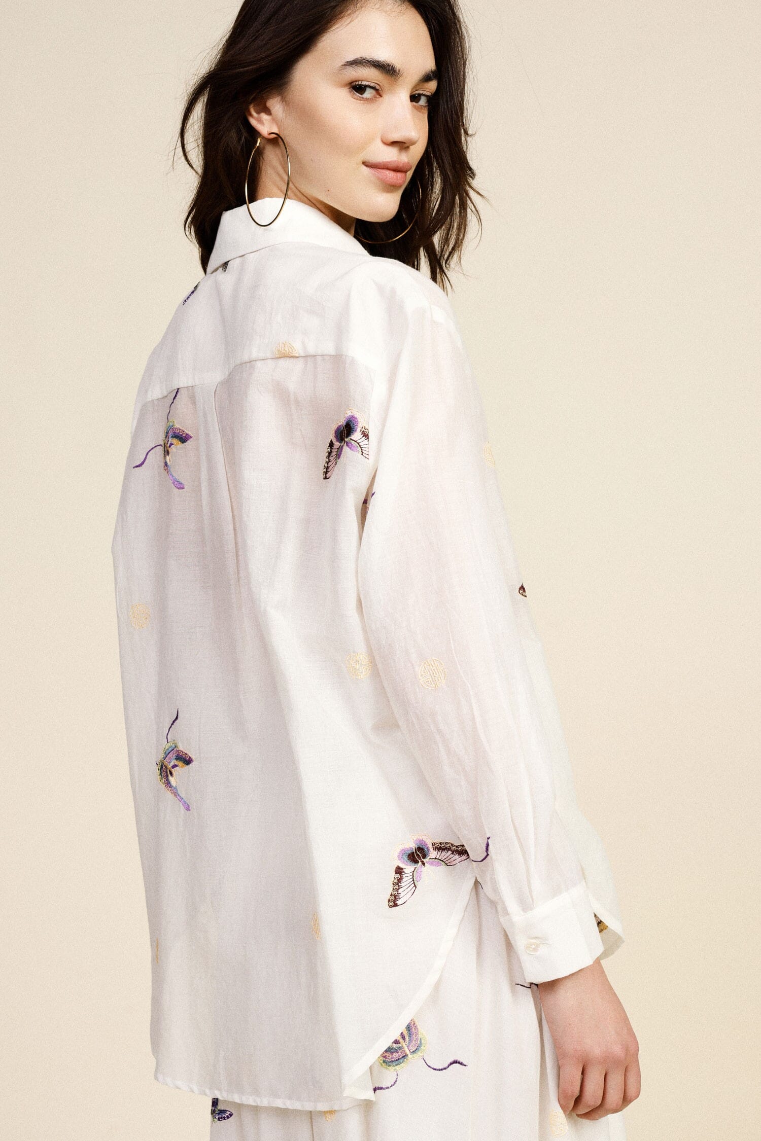 Large Shirt With Butterfly Print And Dixie Pocket
