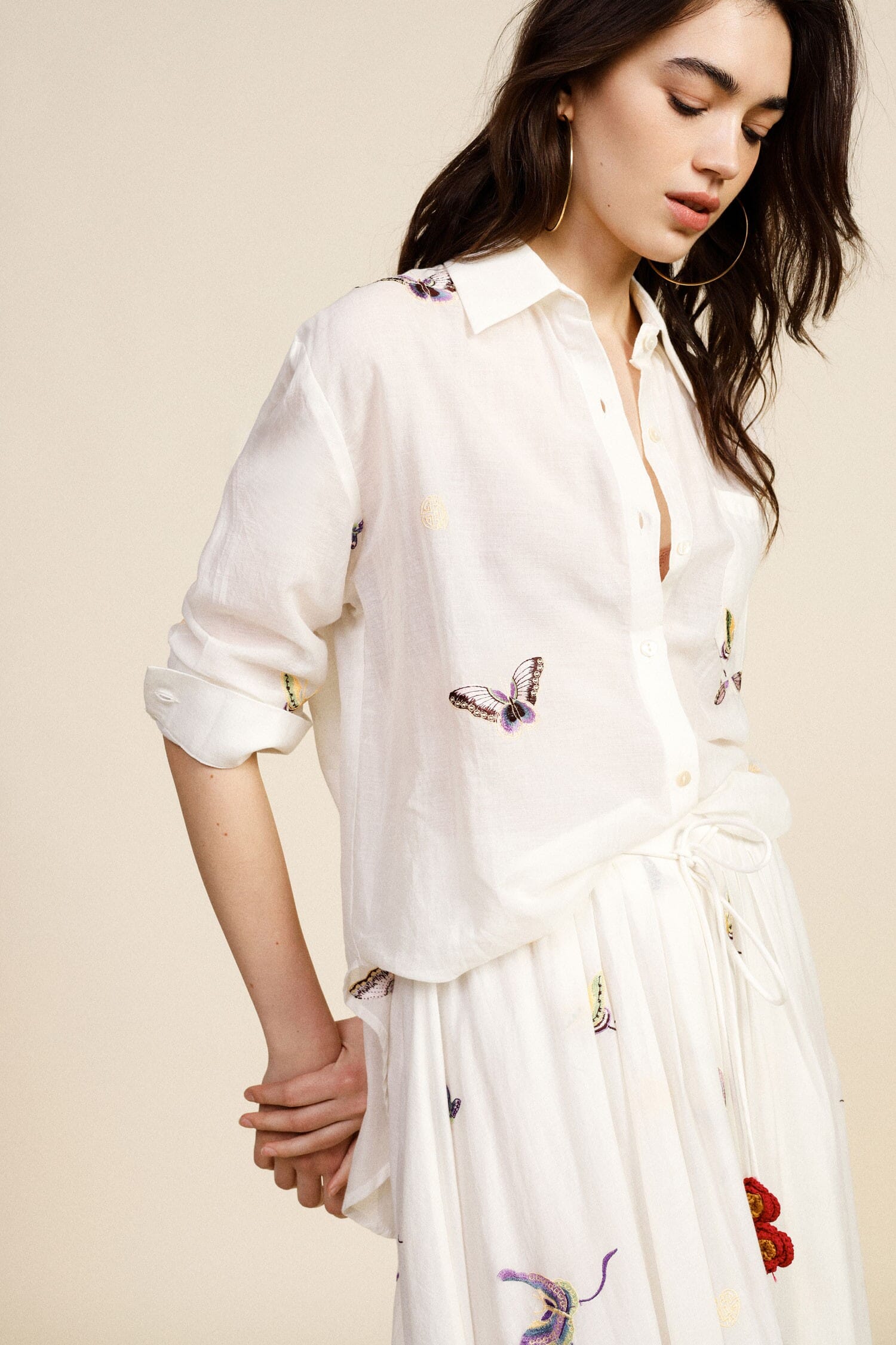 Large Shirt With Butterfly Print And Dixie Pocket