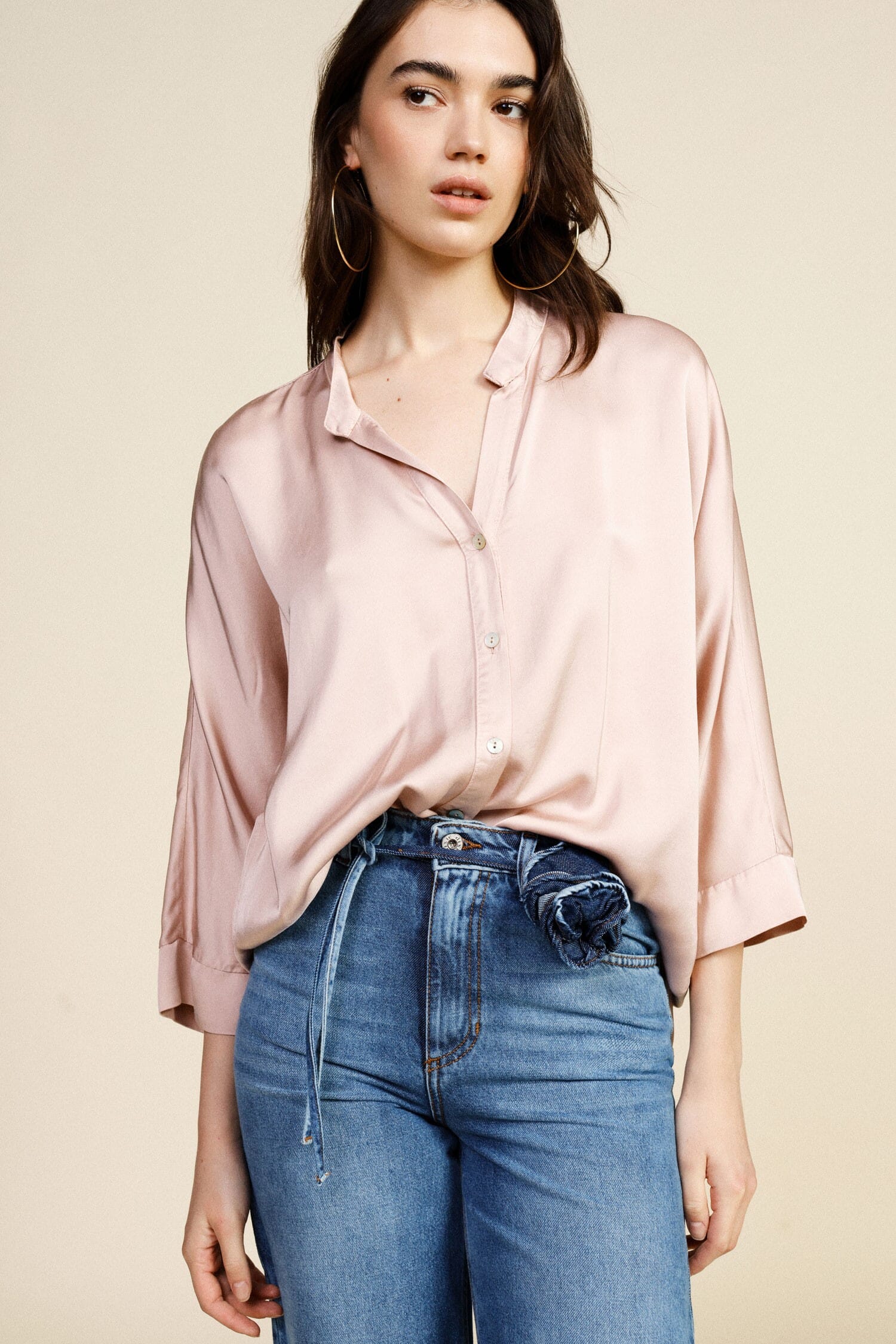Dixie Large 3/4 Collarless Shirt With Buttons