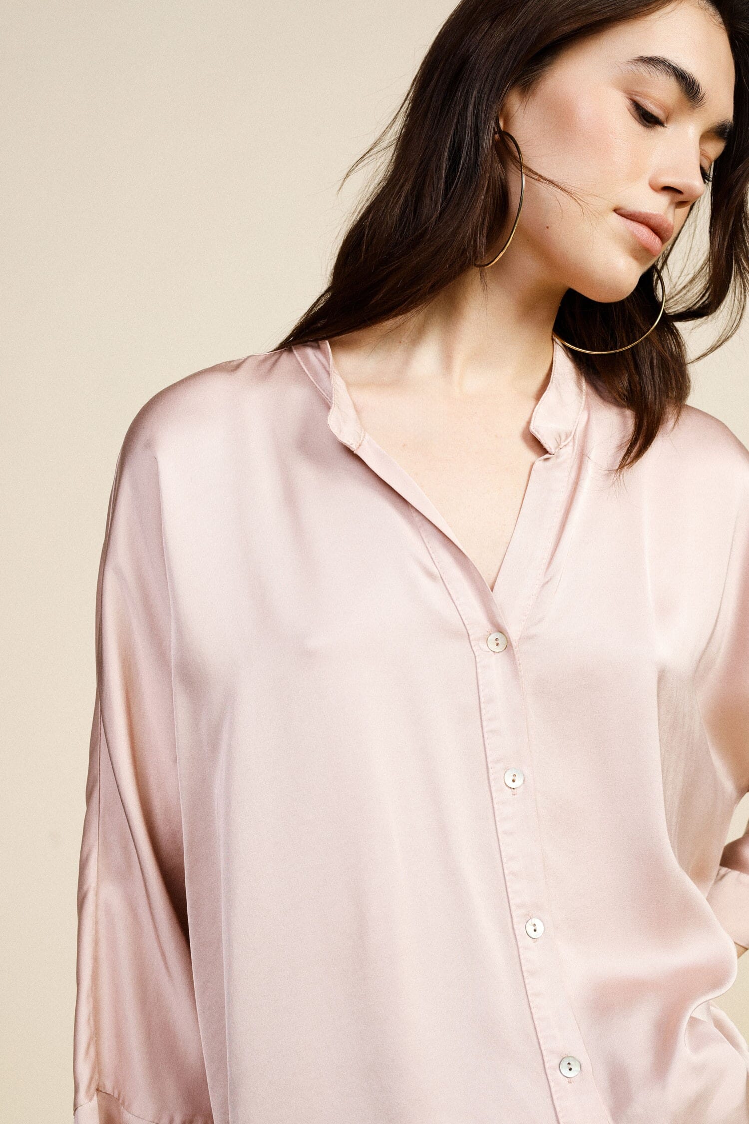 Dixie Large 3/4 Collarless Shirt With Buttons