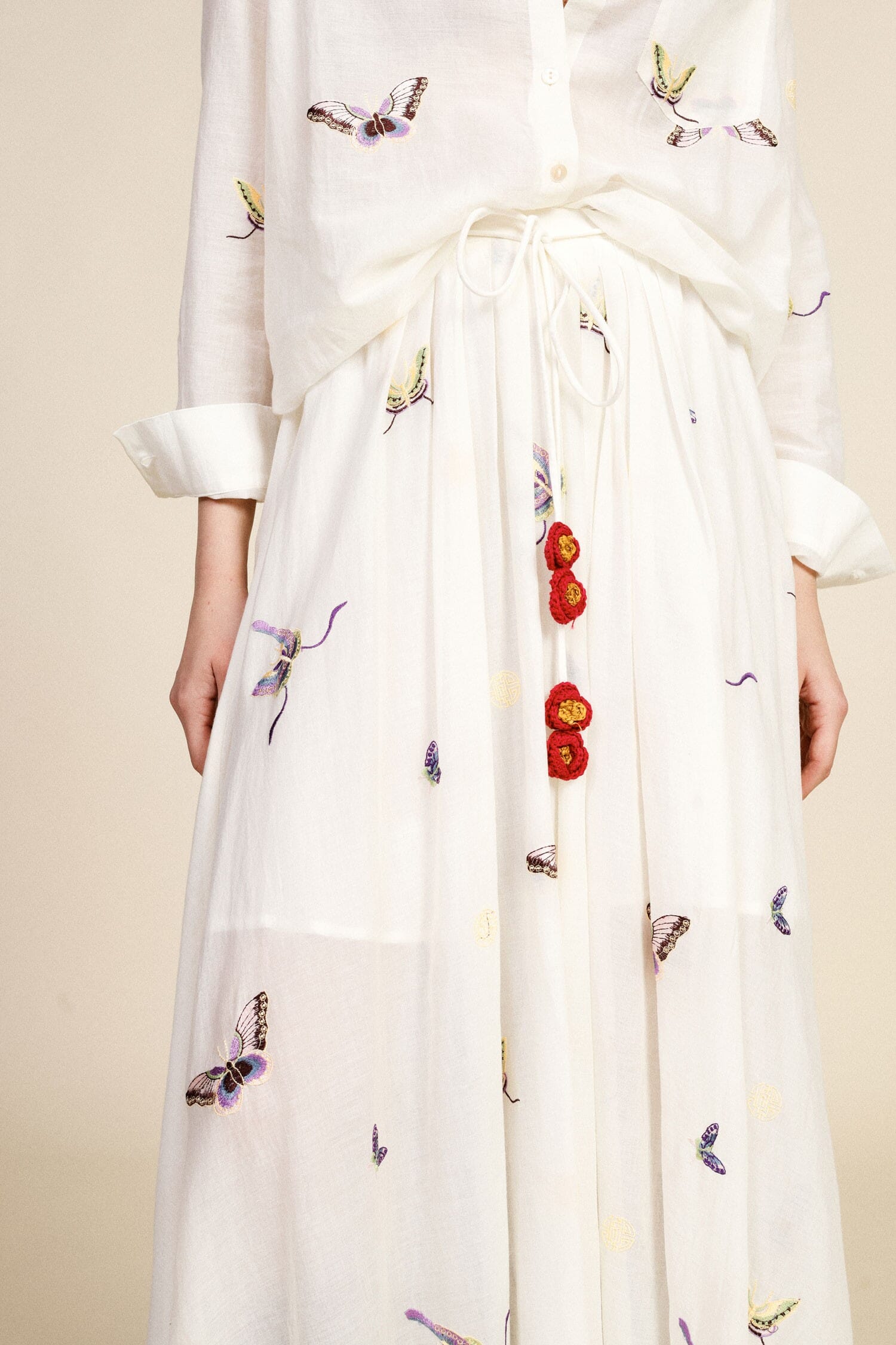 Maxi Skirt With Butterfly Print And Dixie Bow Detail