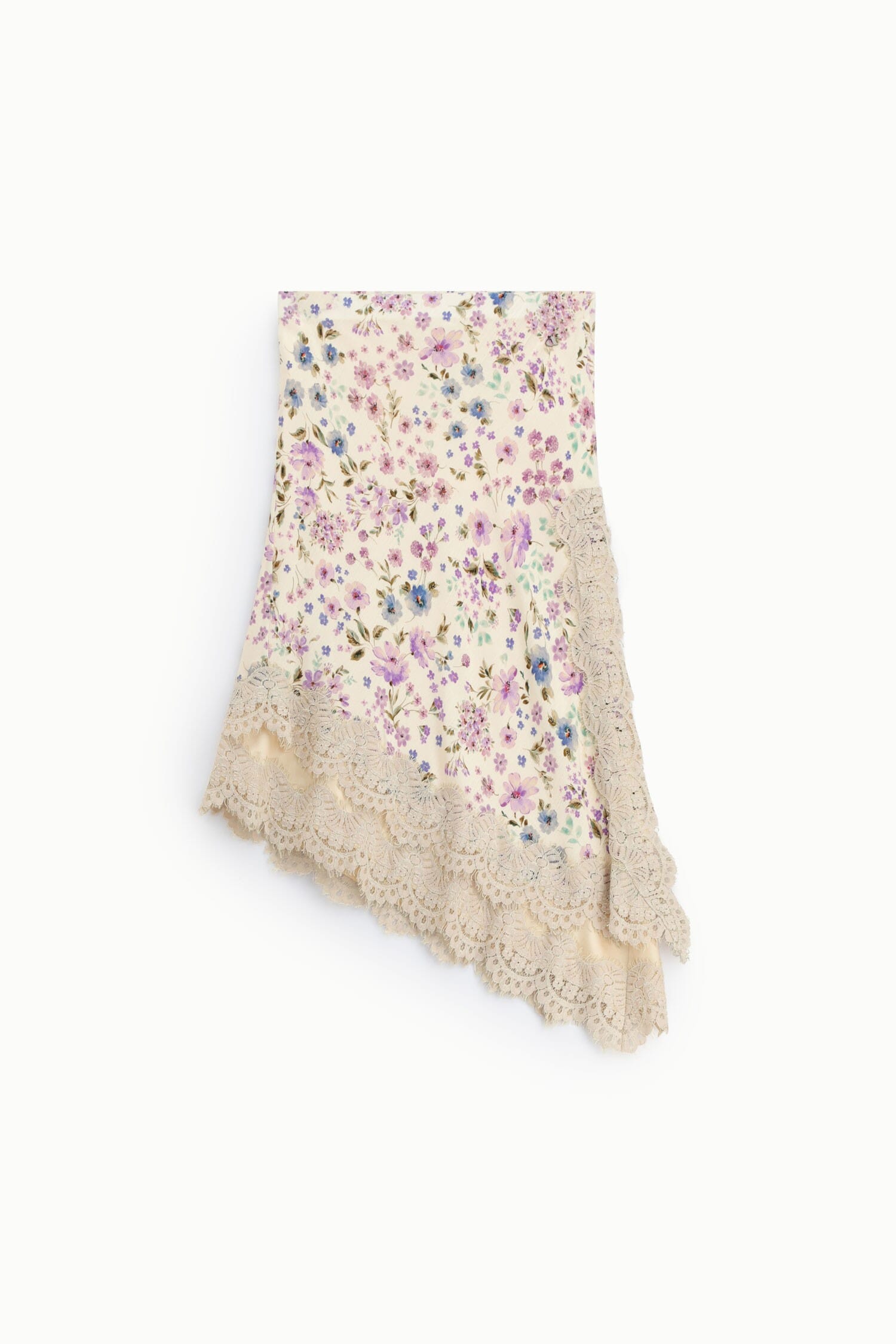 Midi Skirt Floral Print Edge Lace Dixie