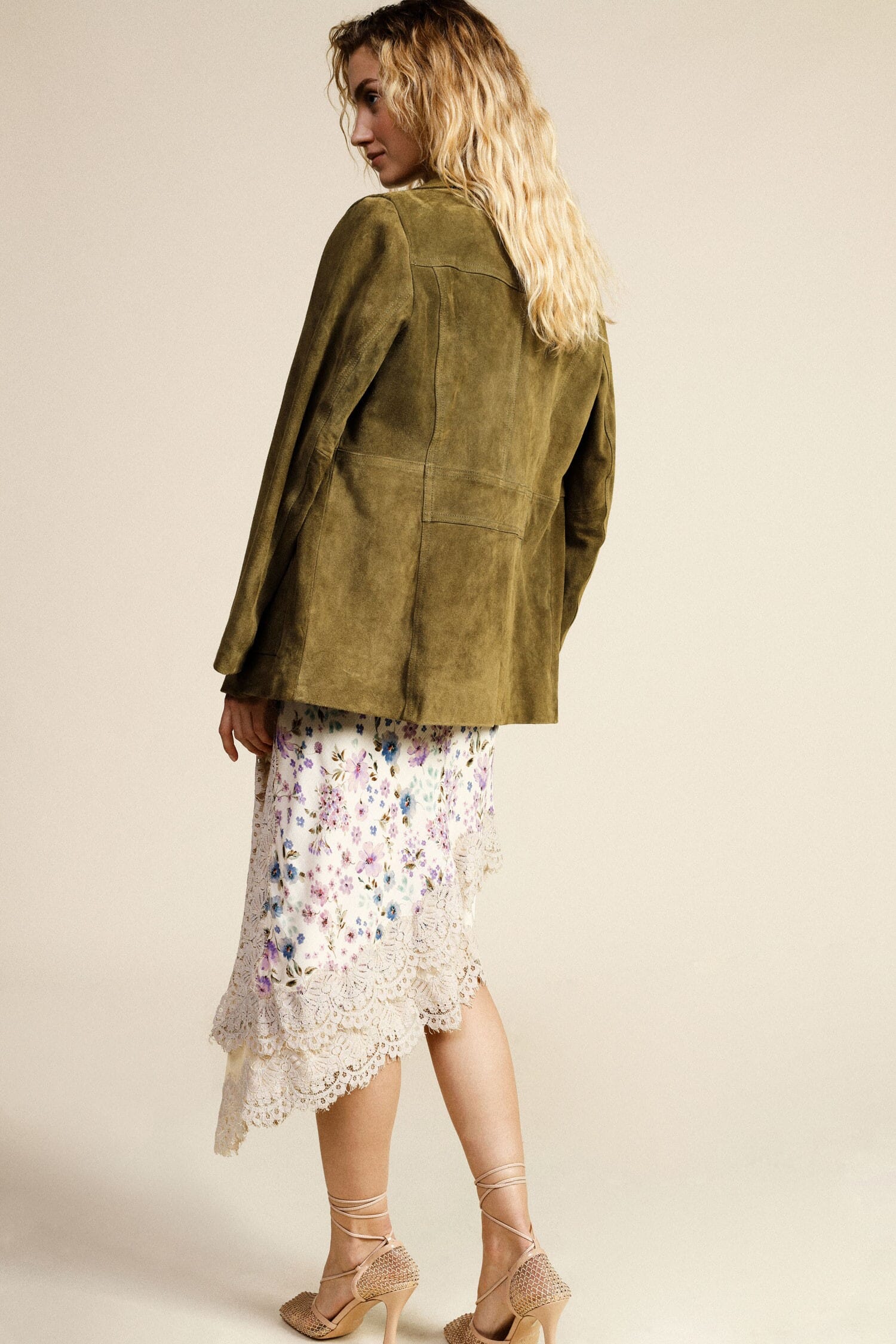 Midi Skirt Floral Print Edge Lace Dixie