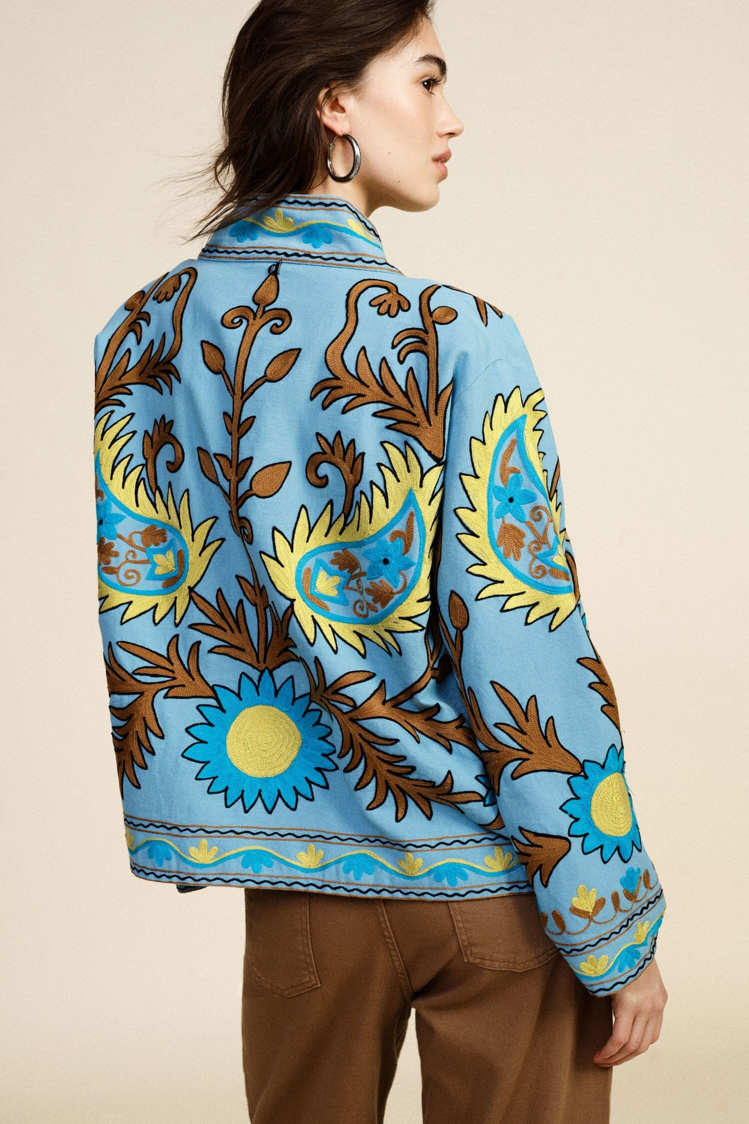 Short Printed Blazer With Striped Lining Dixie