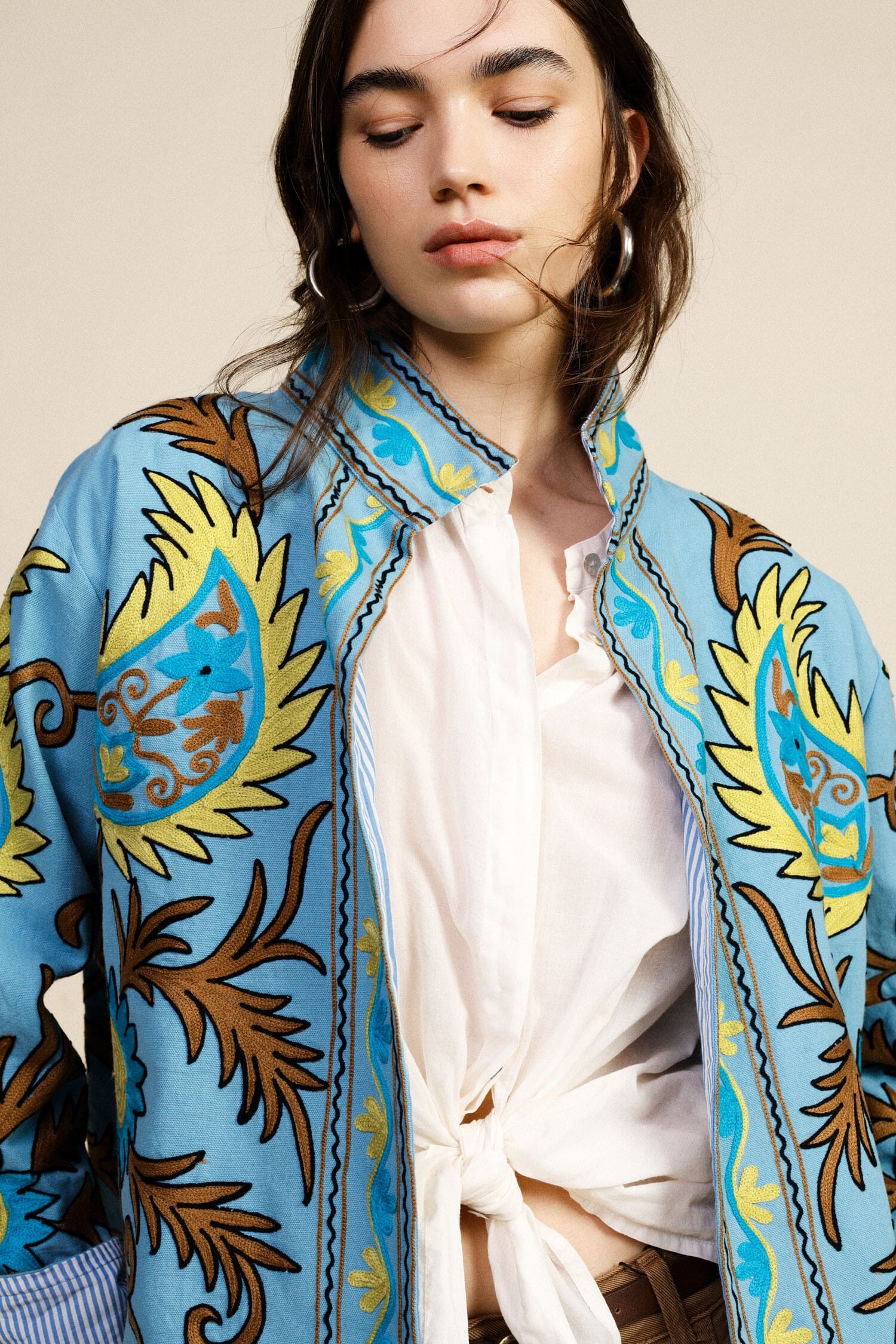 Short Printed Blazer With Striped Lining Dixie