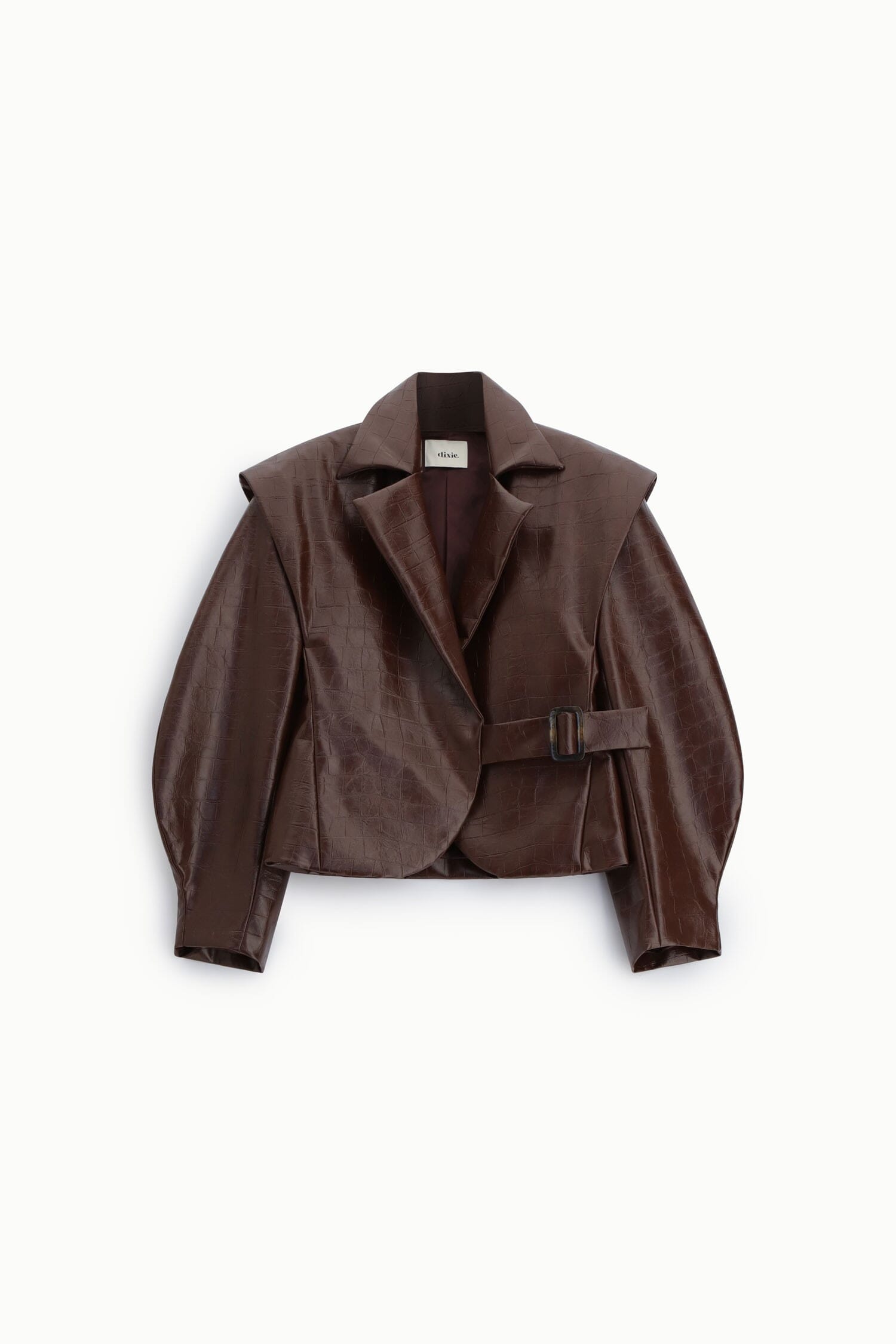 Leatherette Jacket With Belt And Wide Shoulders Dixie