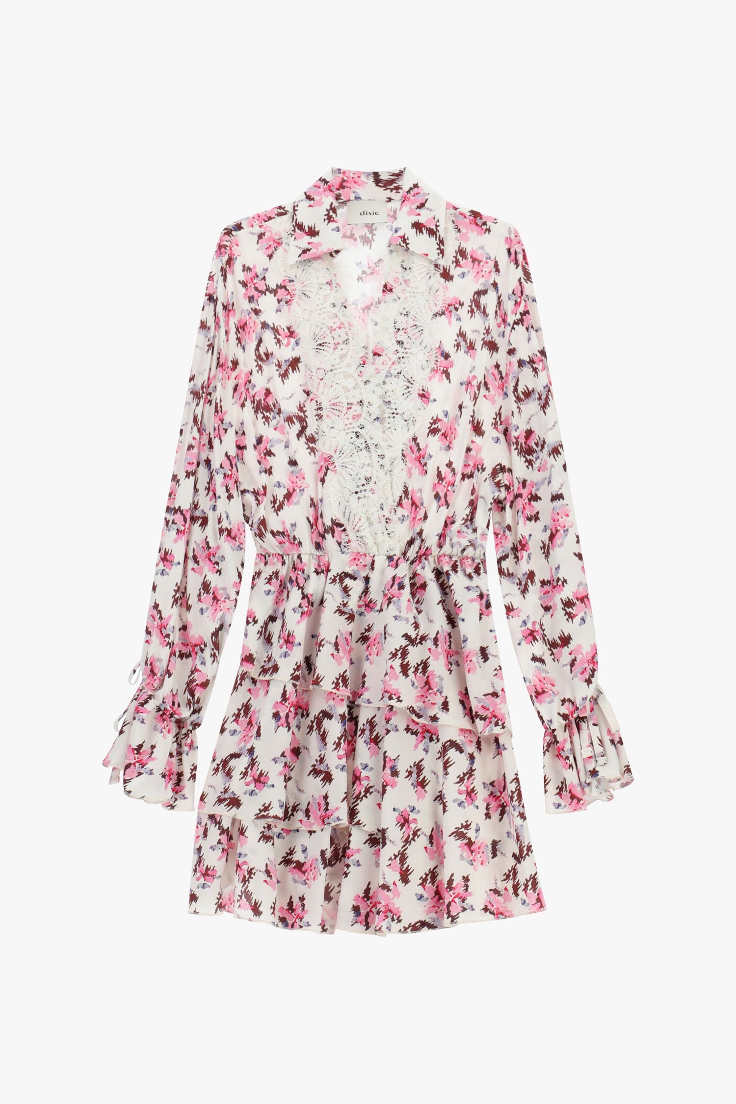 Abito Corto Fantasia Floreale Con Pizzo Dixie