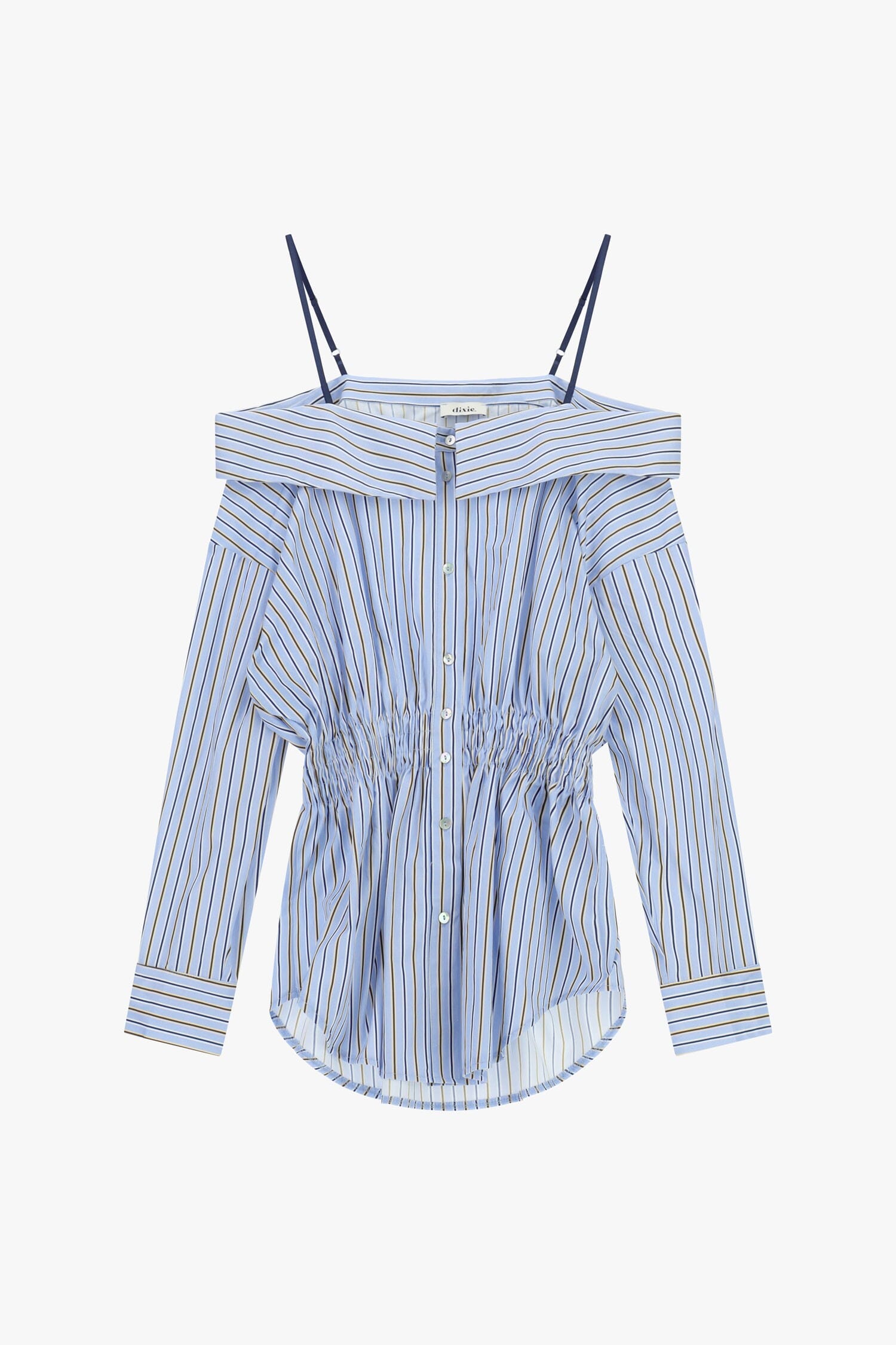Striped Shirt With Bare Shoulders And Dixie Curl