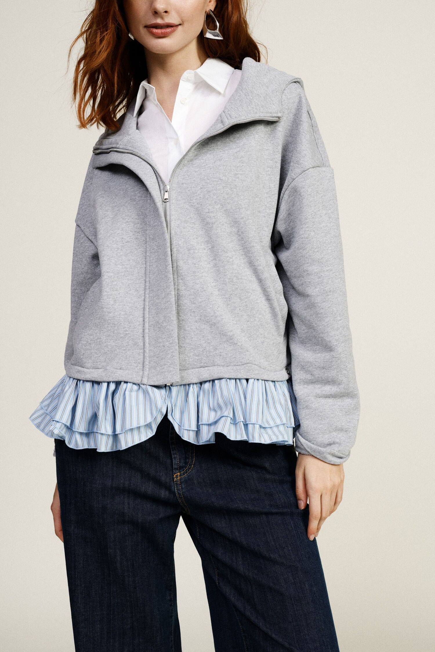 Dixie Sweatshirt à capuche avec volants plissés
