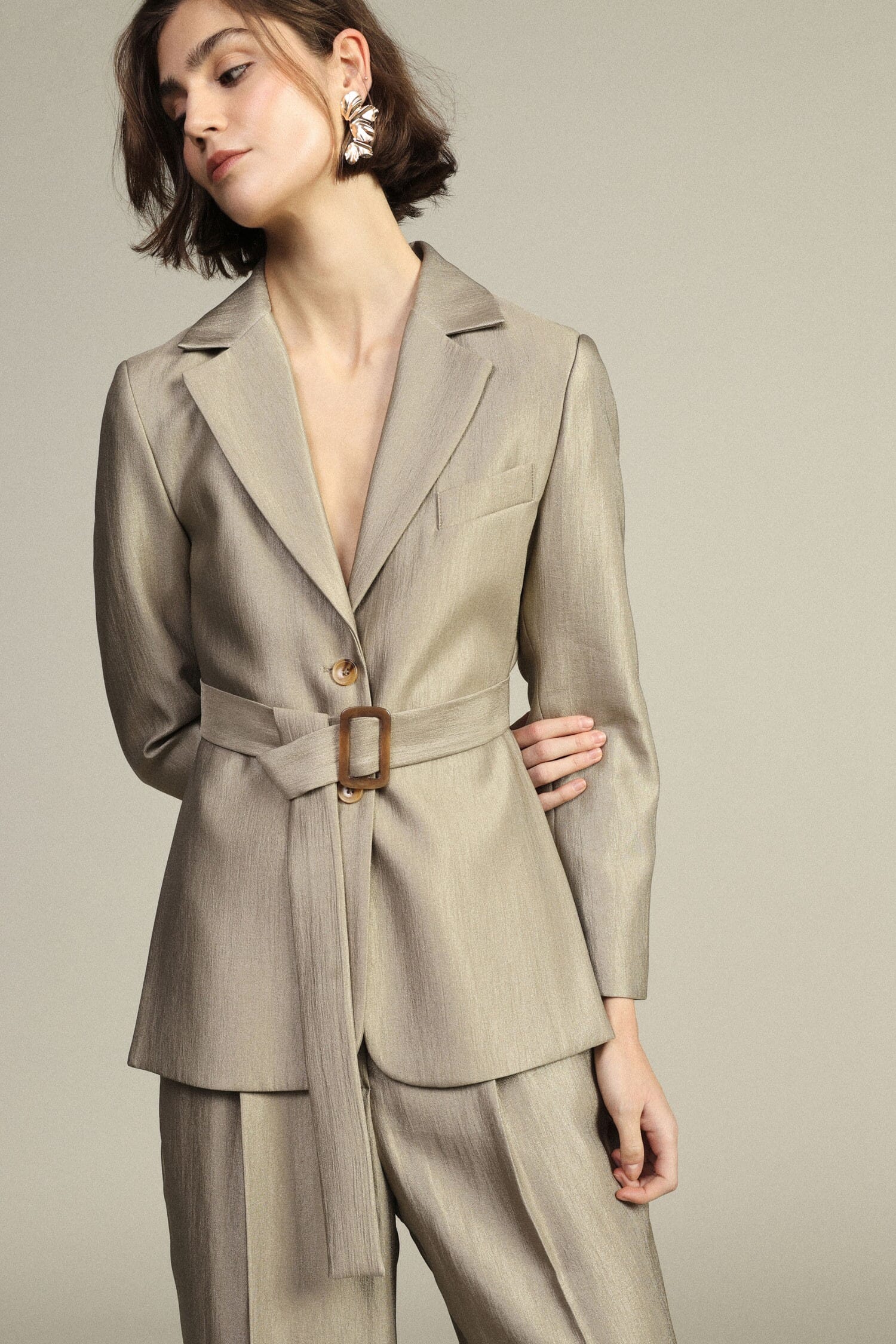 Dixie Shirt Jacket With Belt And Side Slit