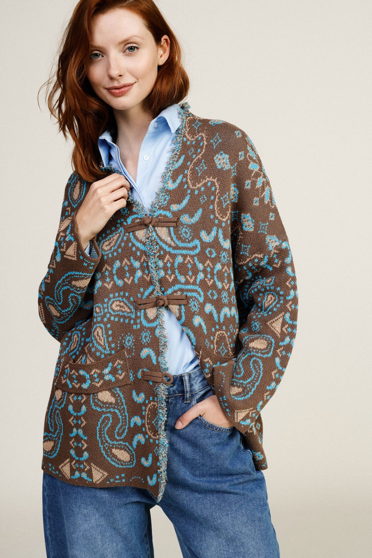 Cardigan With Toggle Closure And Front Pockets Dixie