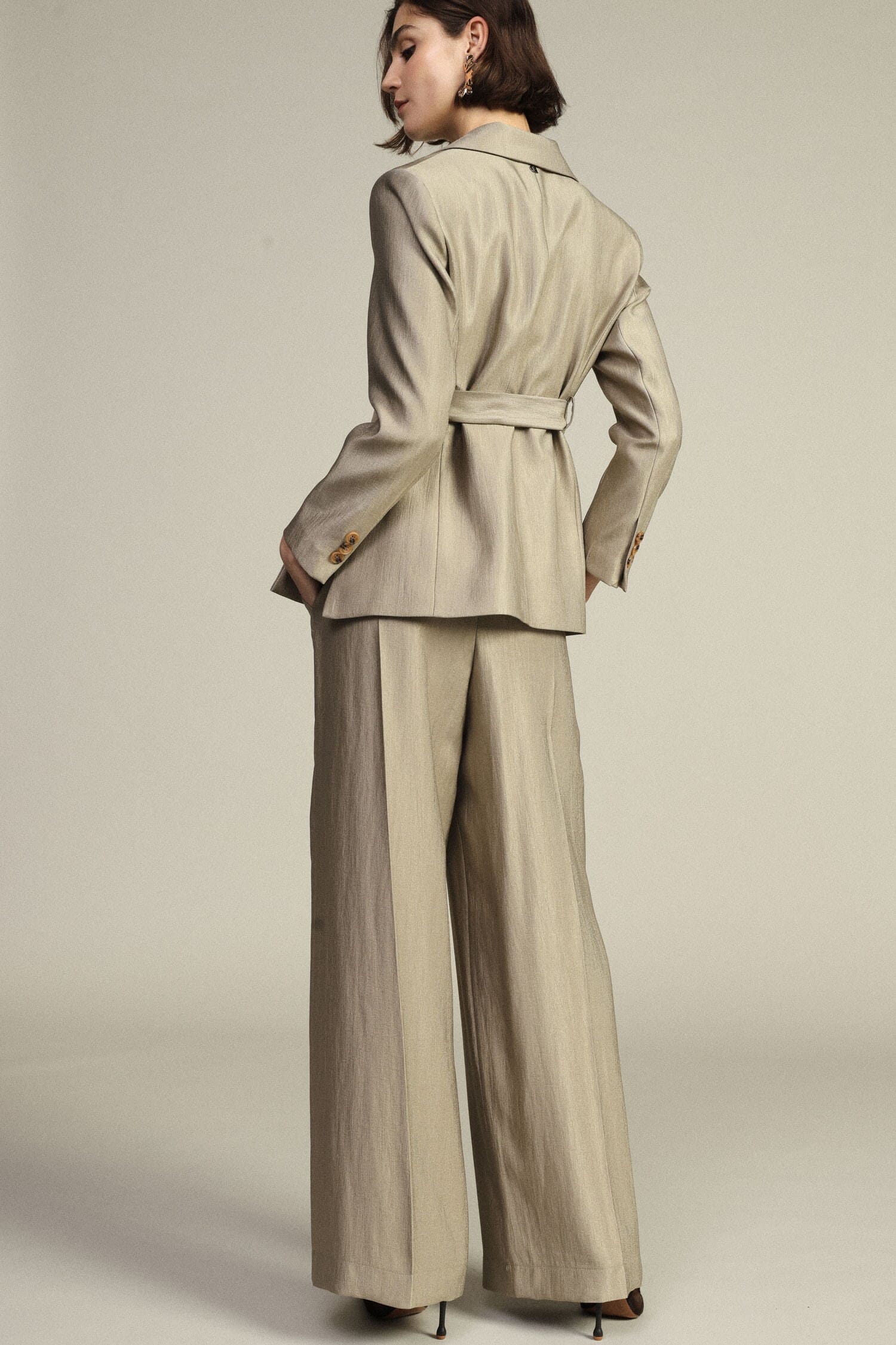 Pantaloni Palazzo Con Piega Centrale E Tasche Dixie