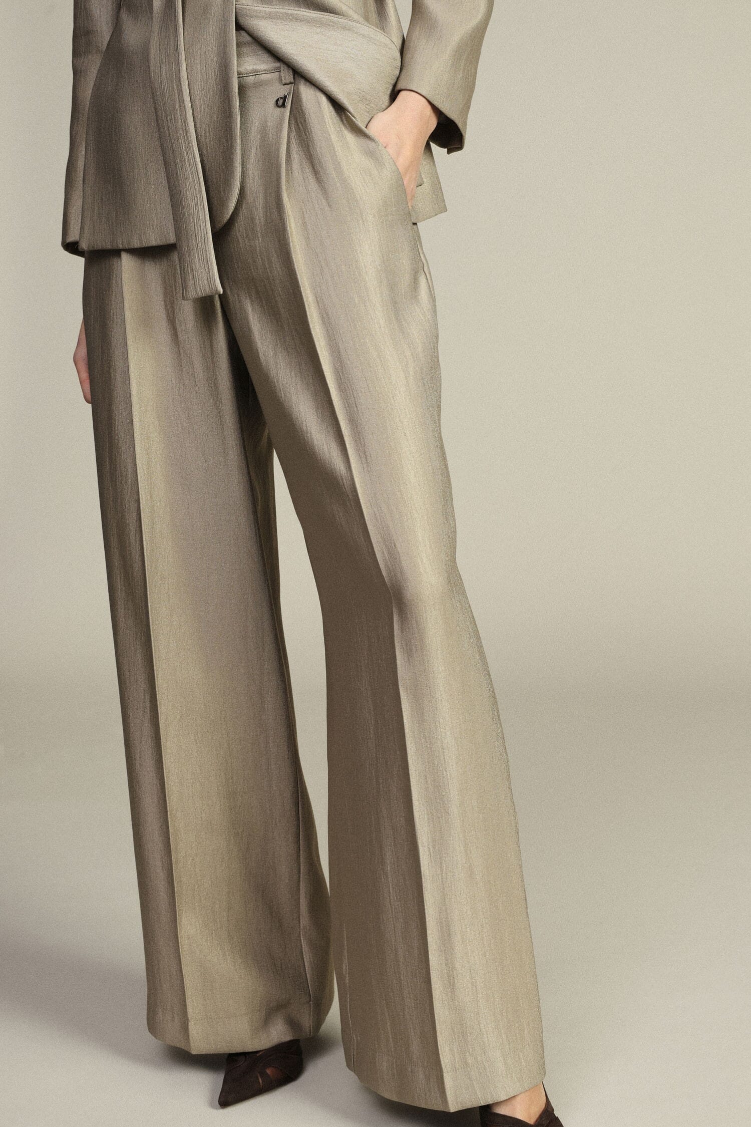 Pantaloni Palazzo Con Piega Centrale E Tasche Dixie