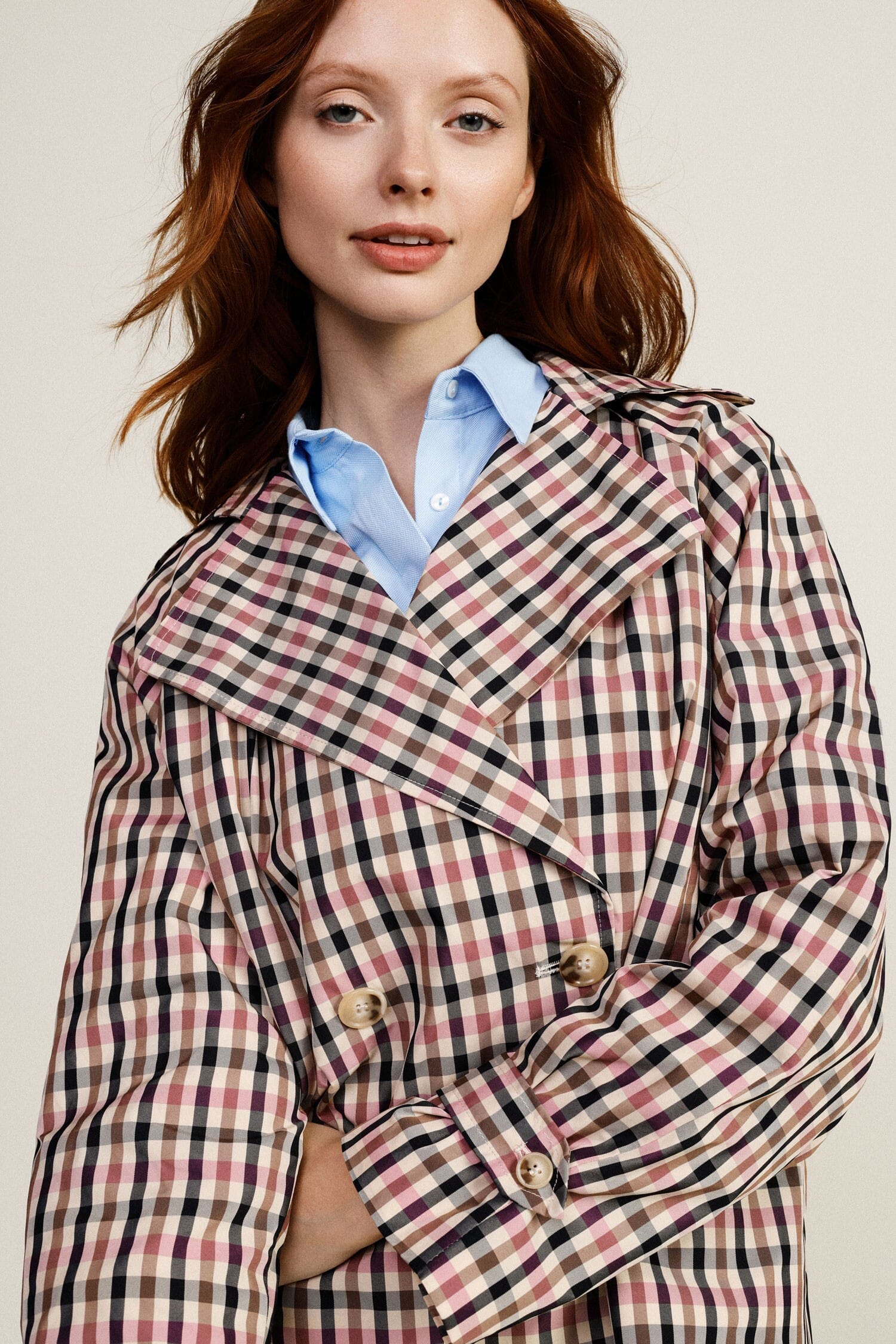 Double-breasted checked jacket-shirt with long sleeves Dixie