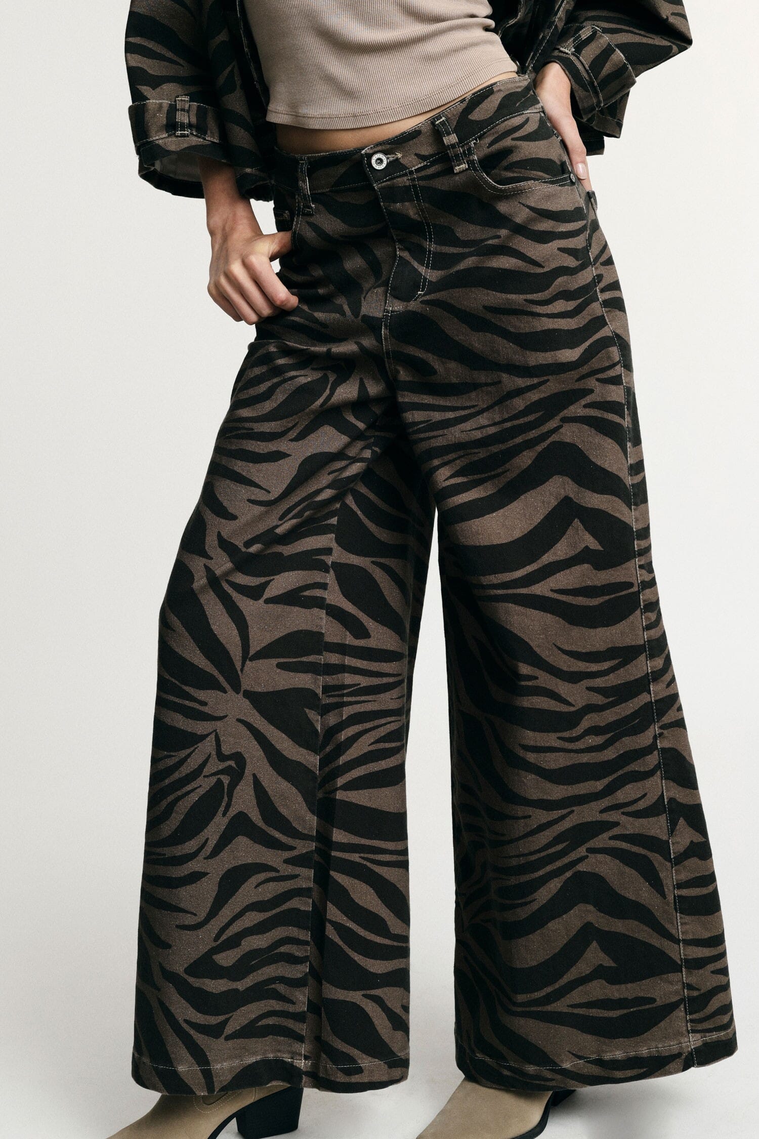 High Waisted Patterned Print Palace Trousers Please