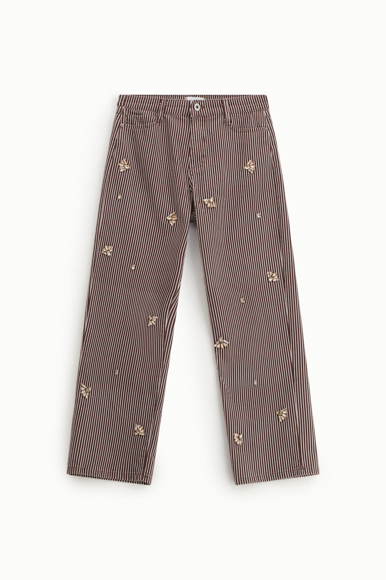 Striped Palace Trousers With Jewel Embroidery Please