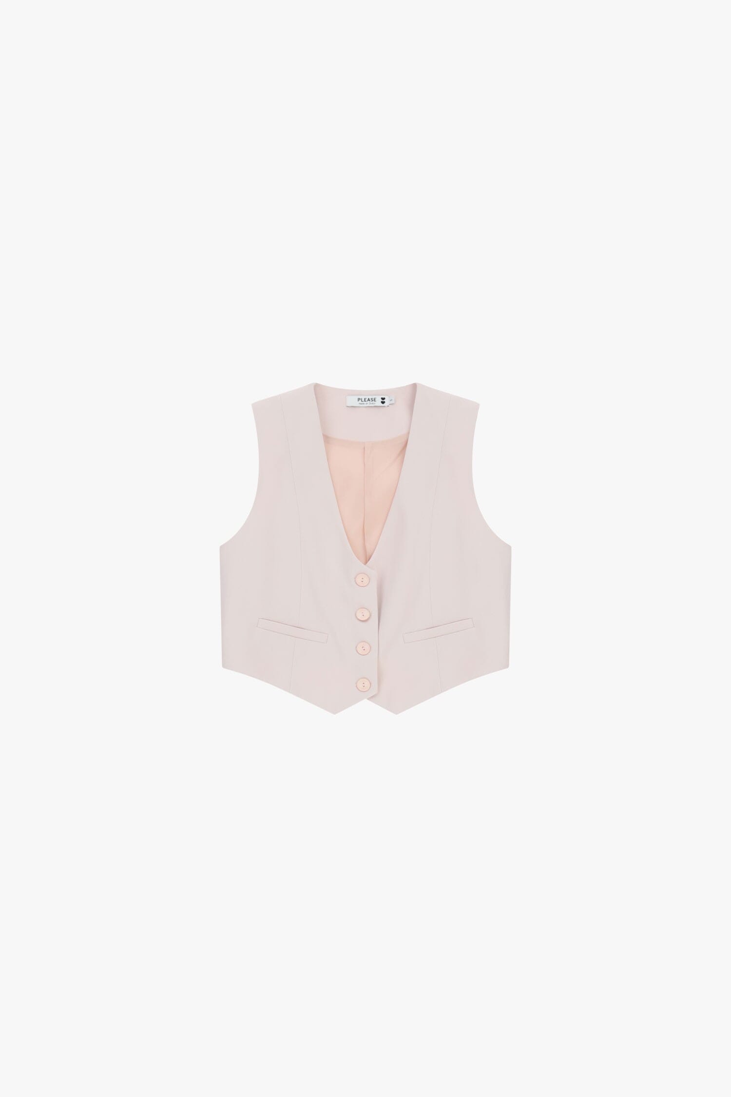 Cropped Vest With Buttons And Front Pockets Please