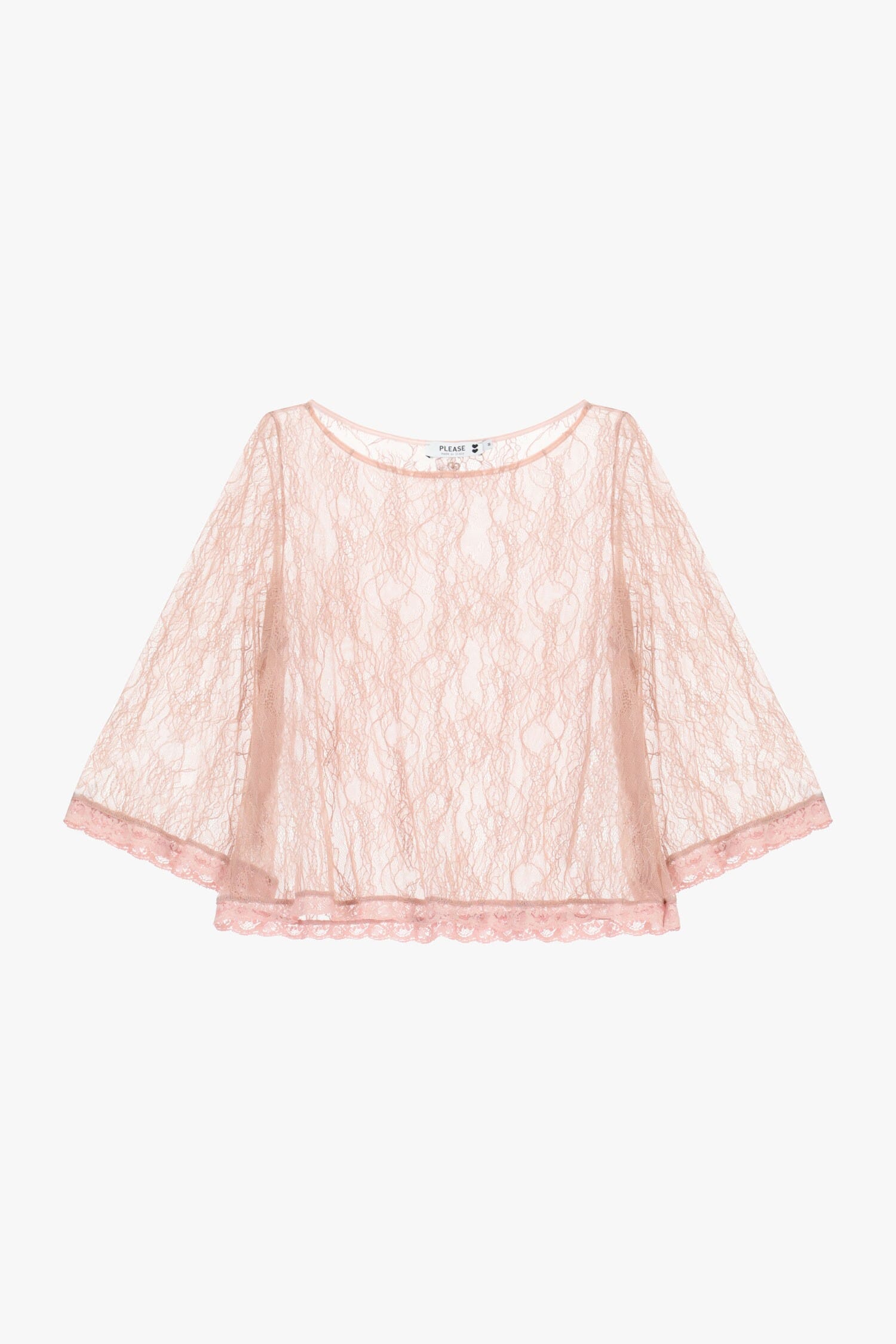 Top With Lace And Transparent 3/4 Sleeves Please