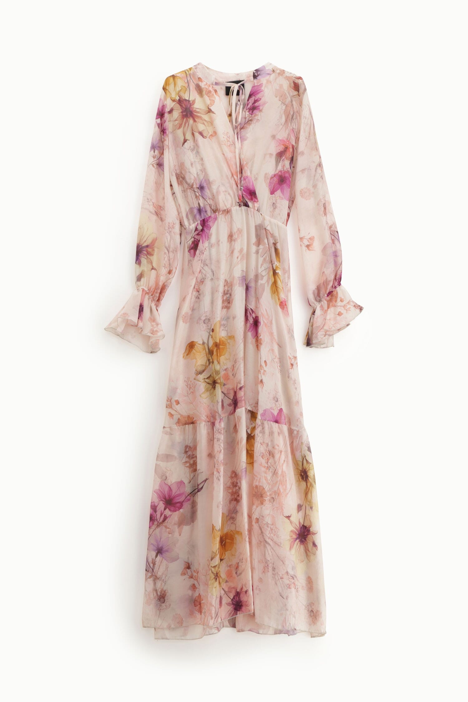 Robe longue florale à manches volantées Dixie