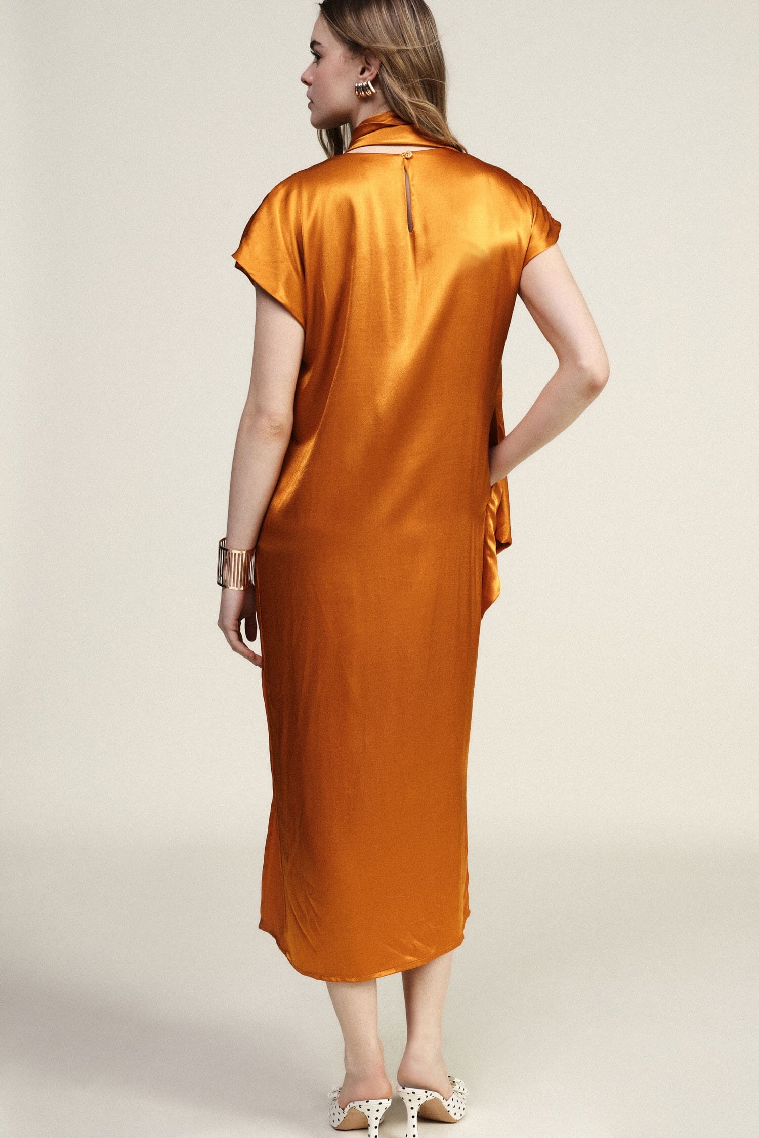 Long Sleeveless Dress With Asymmetrical Drape Dixie