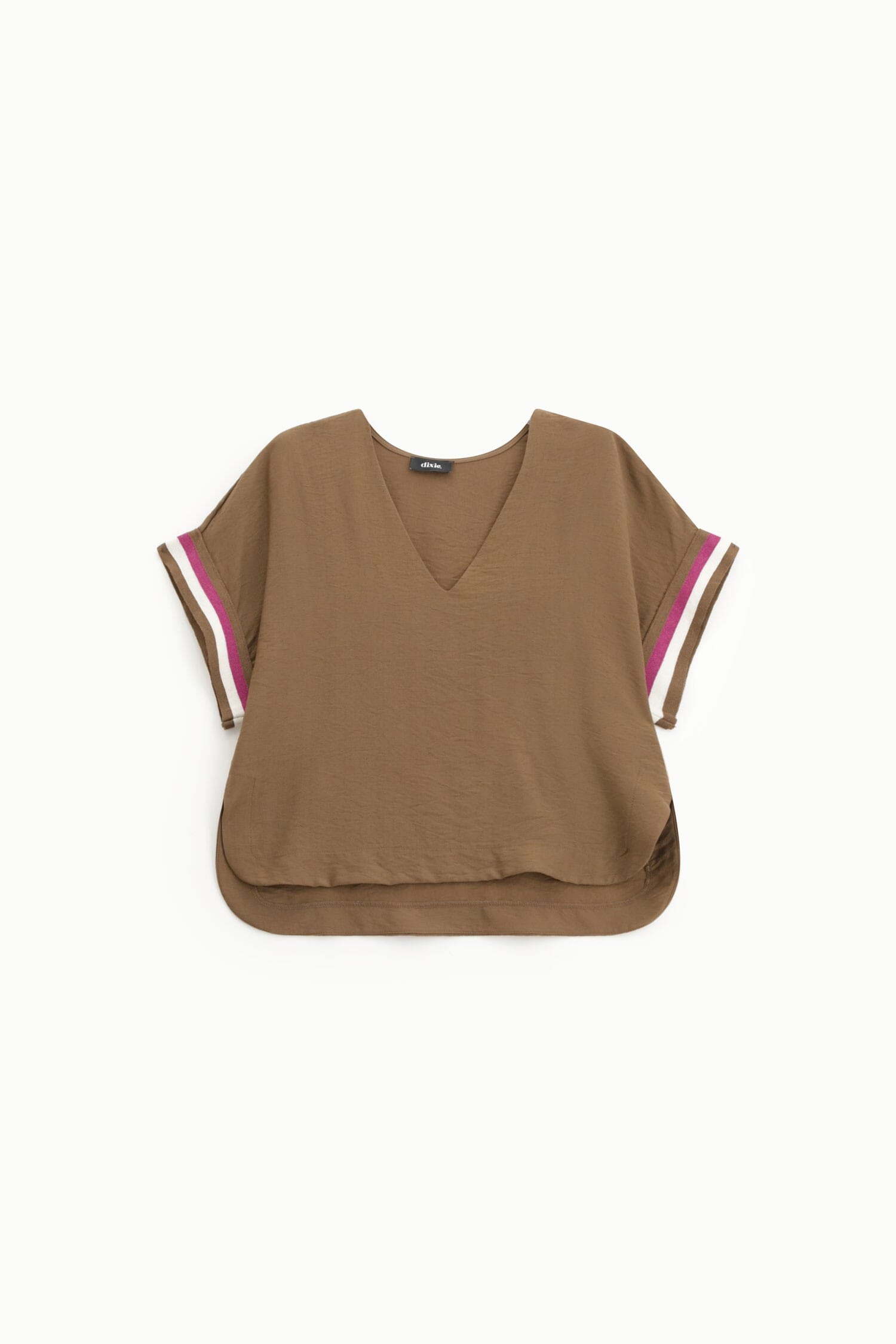 Dixie Striped V-neck Short Sleeve Blouse