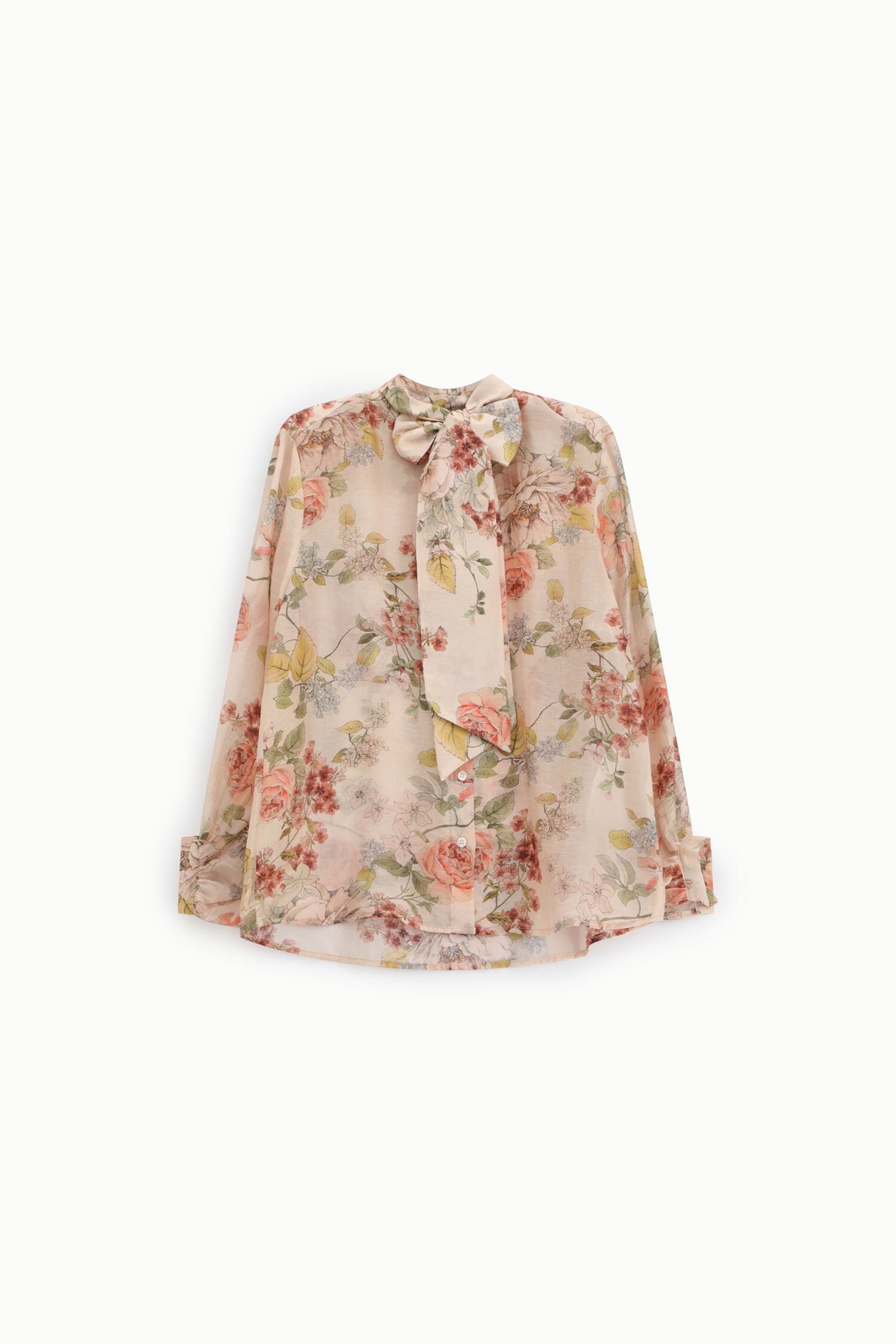 Floral Print Shirt, Bow Collar, Long Sleeves Dixie