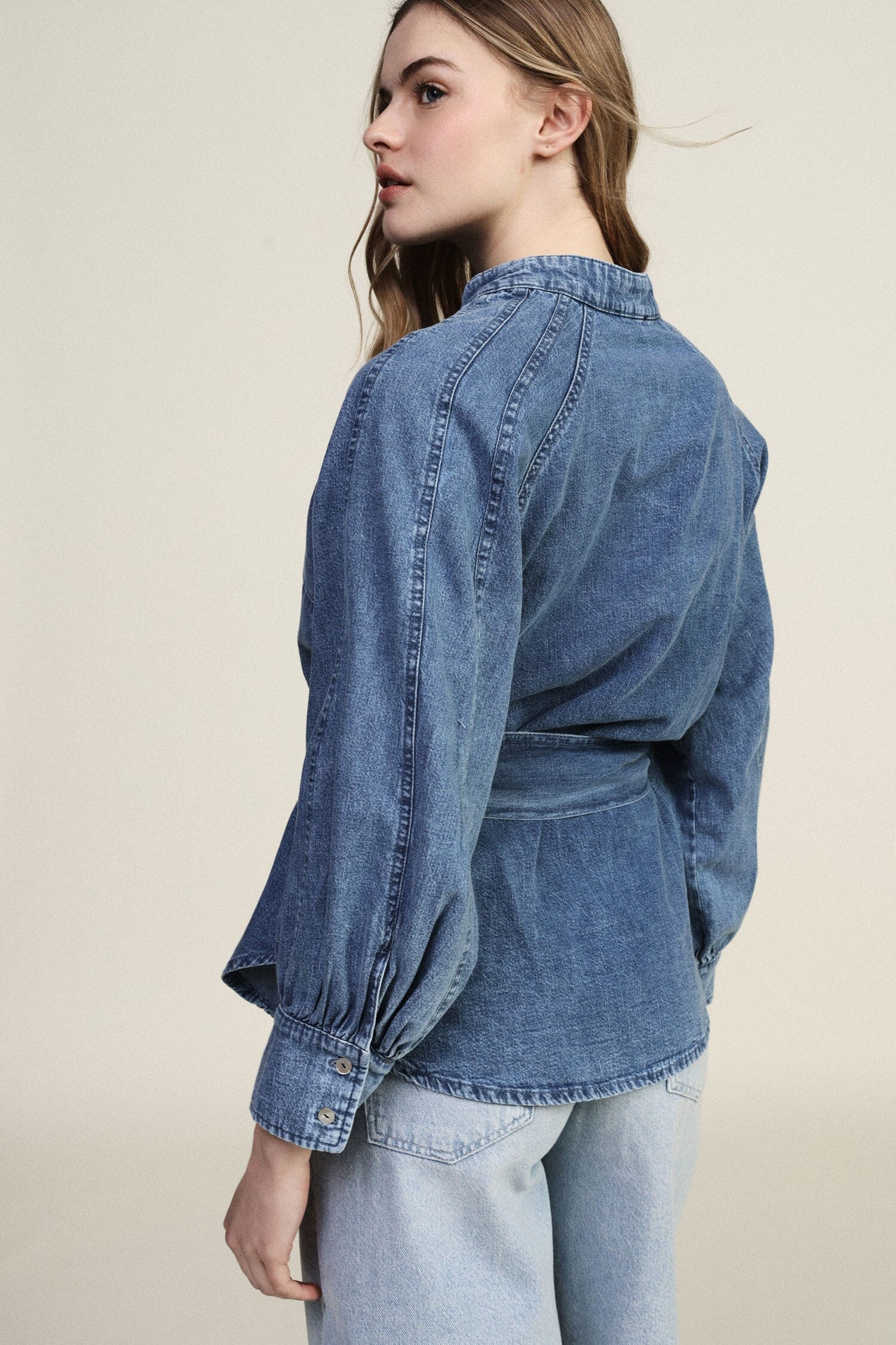 Dixie Shirt With Belt And Mandarin Collar