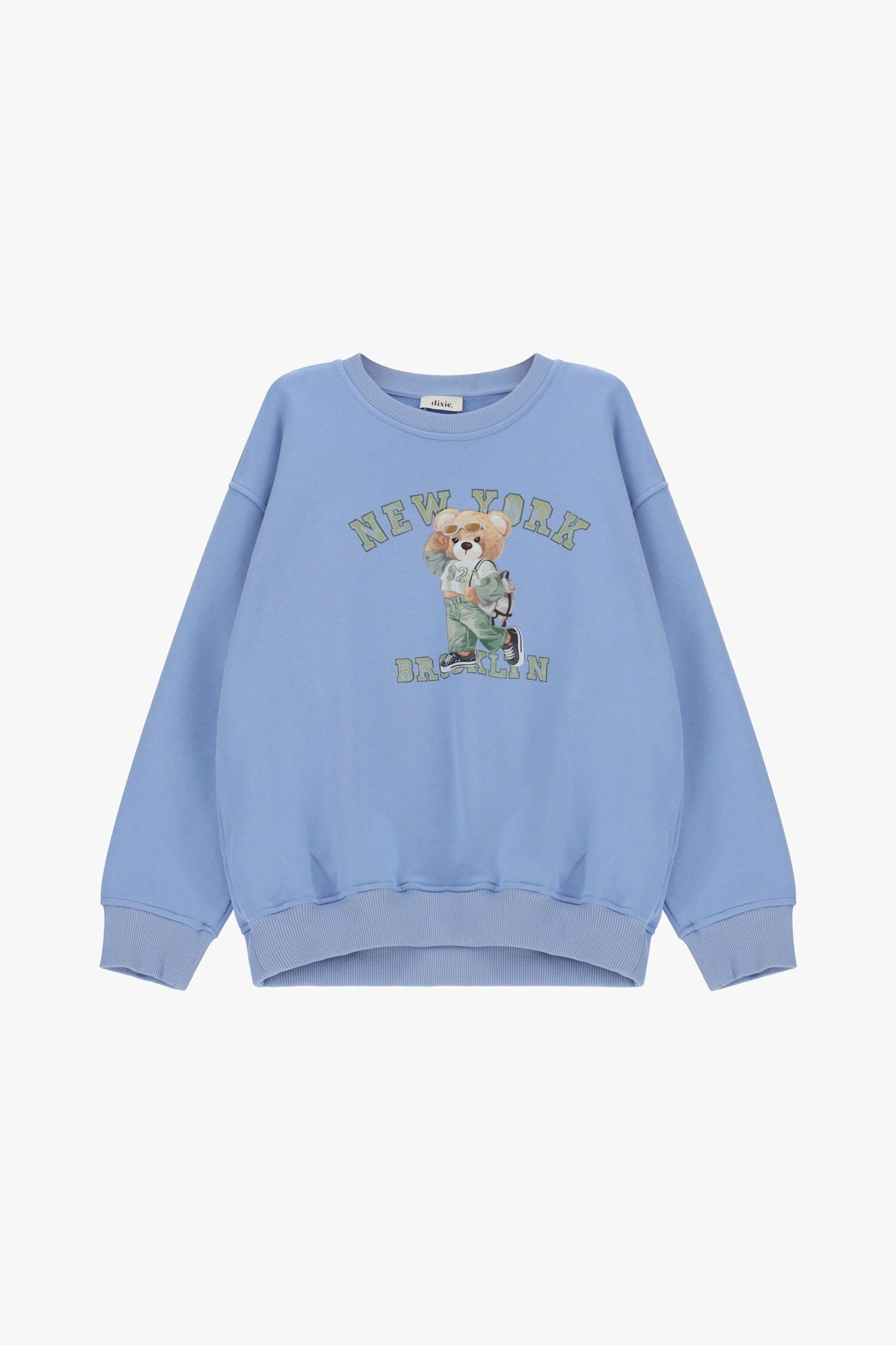 Sweatshirt Crew-neck with Teddy Bear Print and Dixie Front Lettering