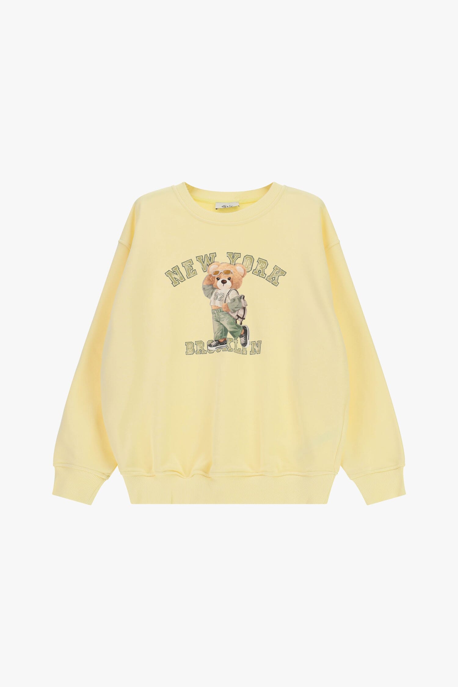 Sweatshirt Crew-neck with Teddy Bear Print and Dixie Front Lettering
